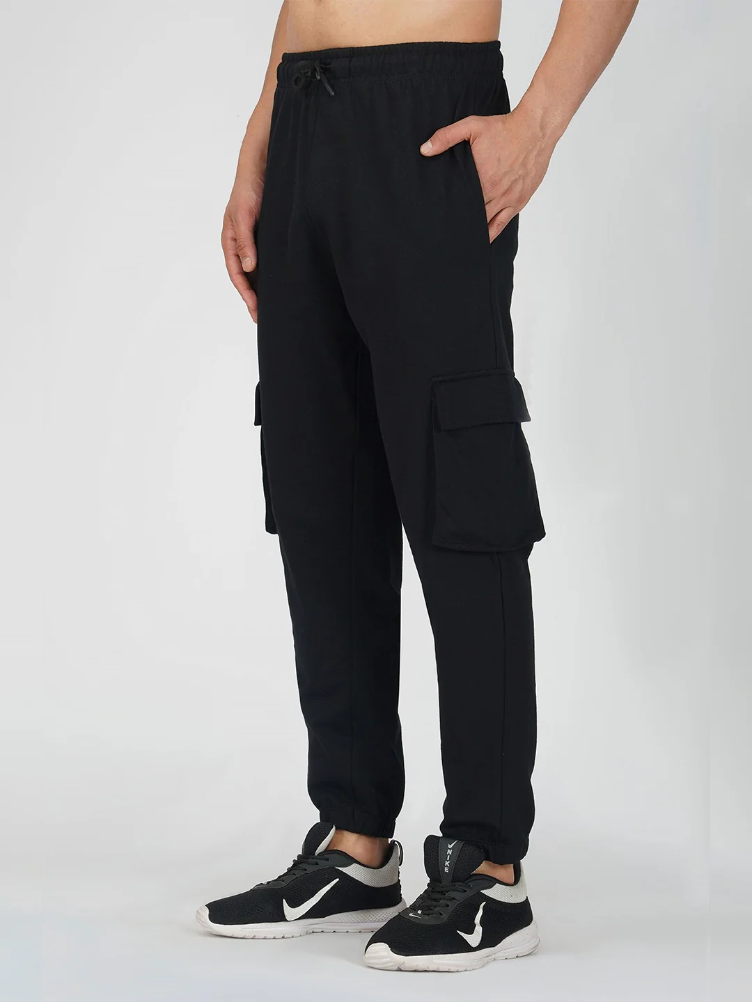 Black Oversized Cargo Joggers - Image 3