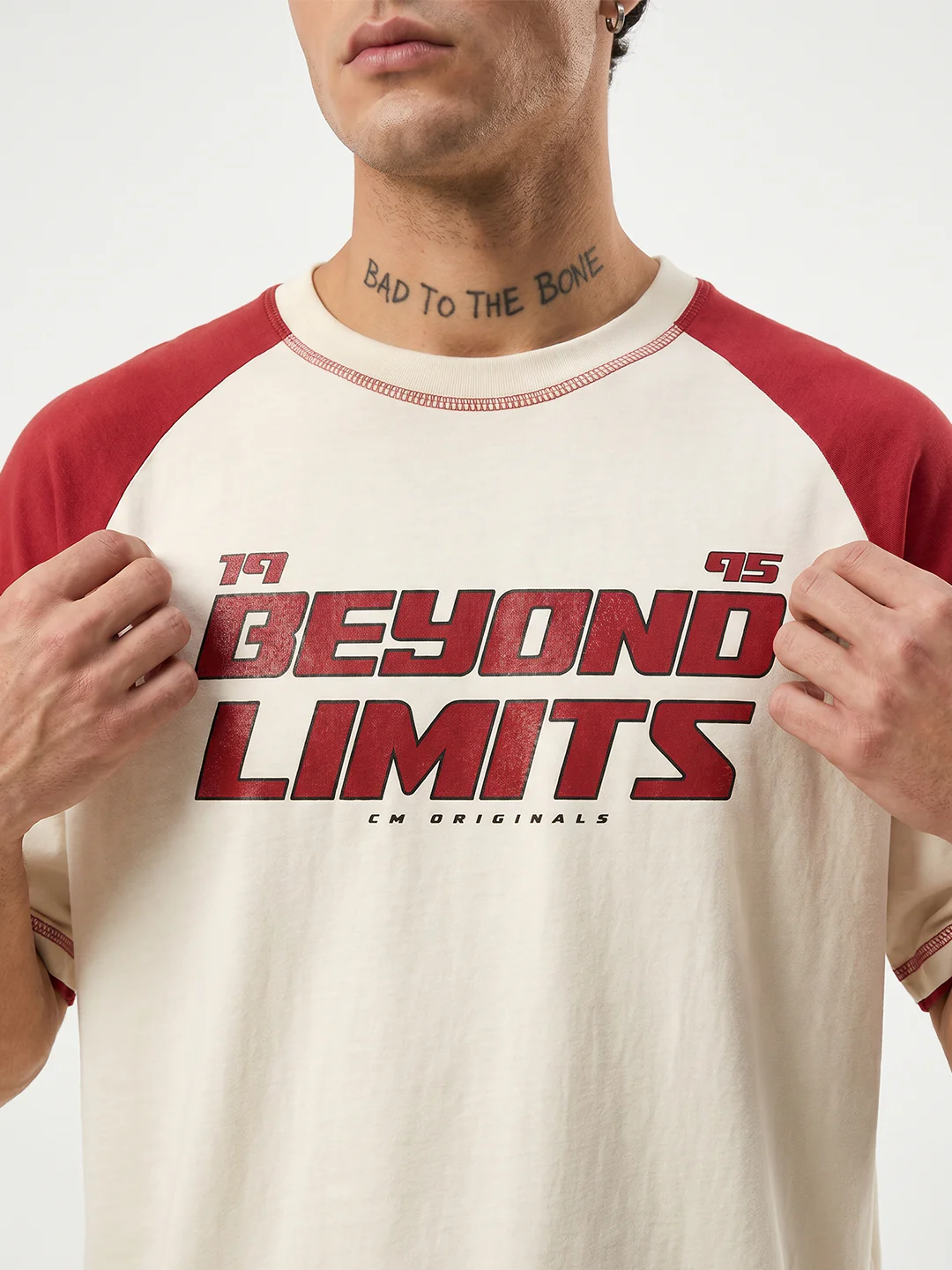 Beyond Limits Oversized T-Shirt - Off White & Red - Image 4