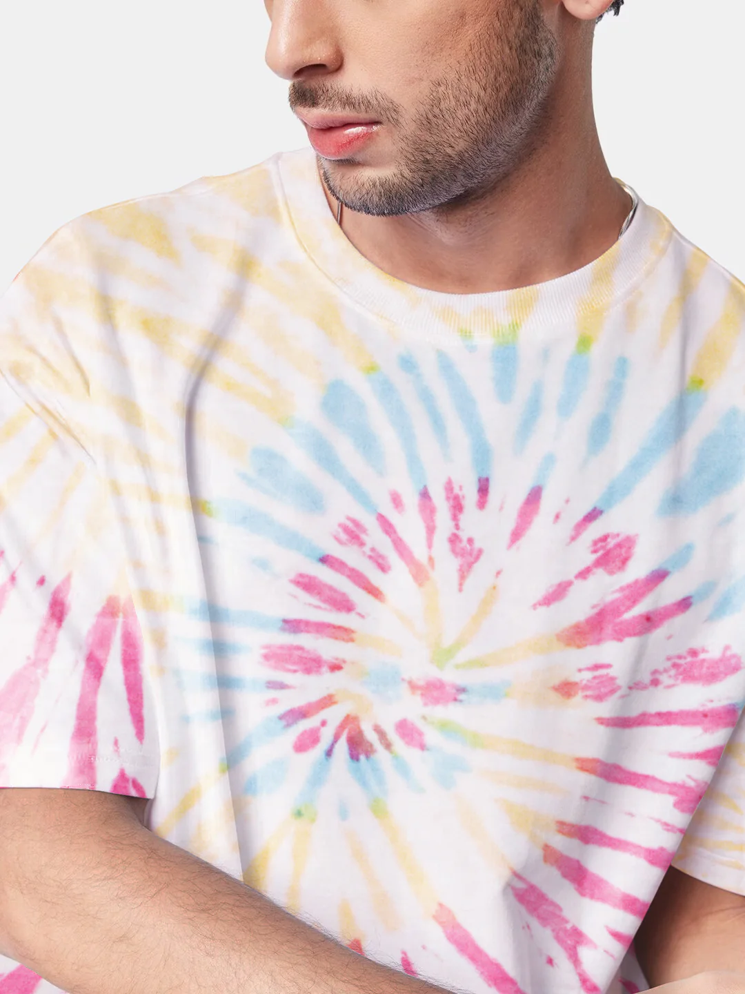 Plain Blue Pink Spiral Oversized T-Shirt - Tiedye - Image 4