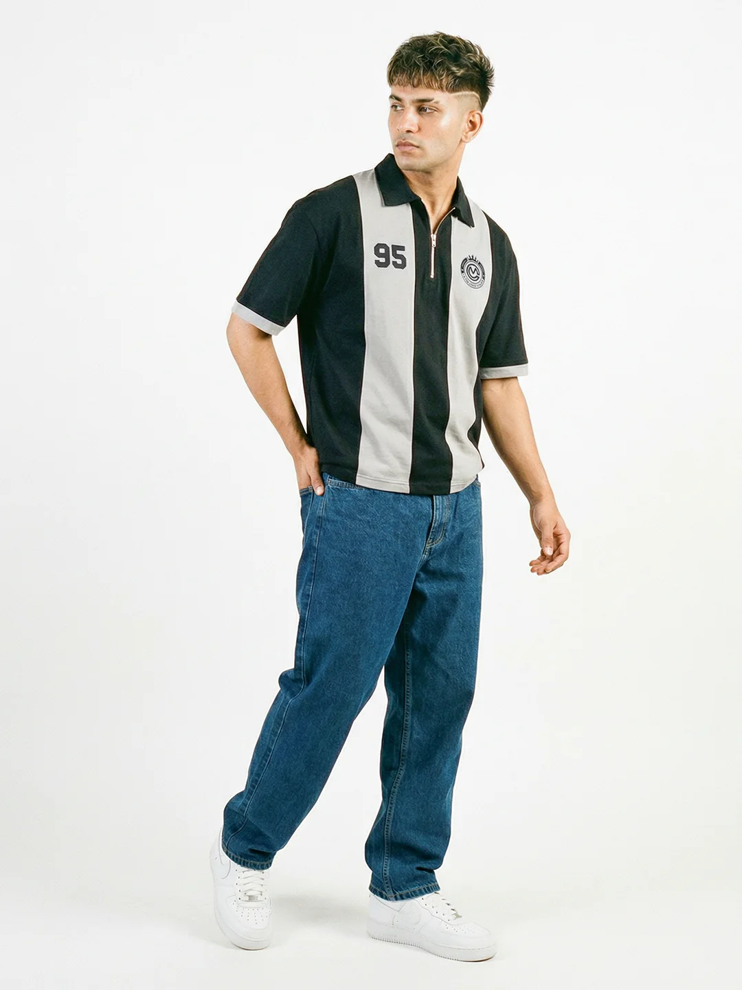 Polo - CM OG Sports Club Oversized Polo T-Shirt - Grey & Black - Image 3