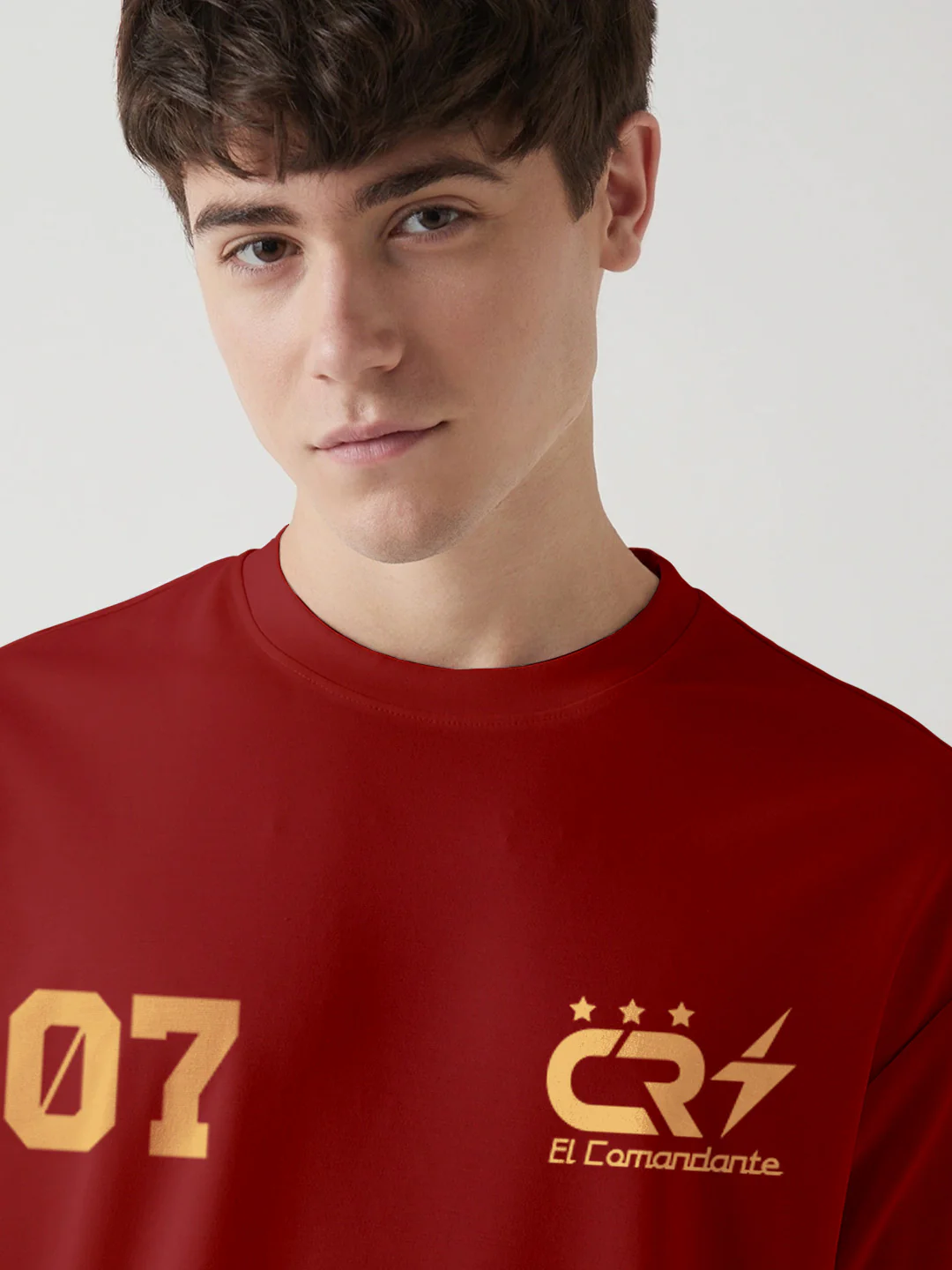 CR7 Oversized T-Shirt - Red & Olive Green - Image 4
