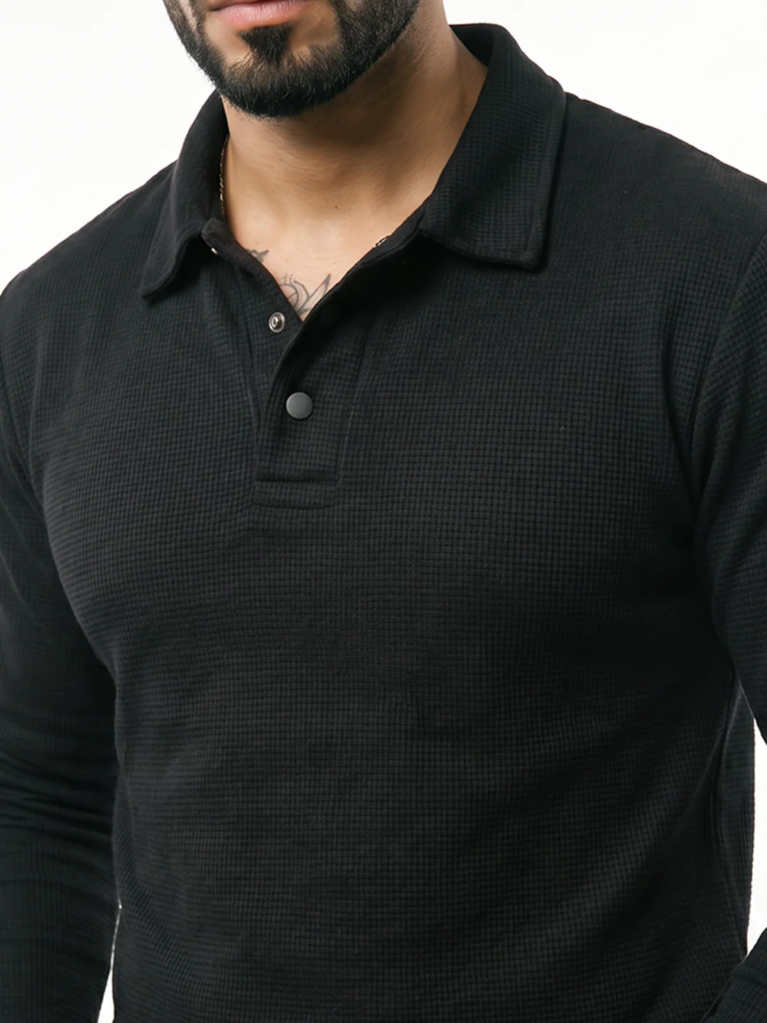 Dark Dimension Full Sleeve Regular Polo T-Shirt - Black - Image 4
