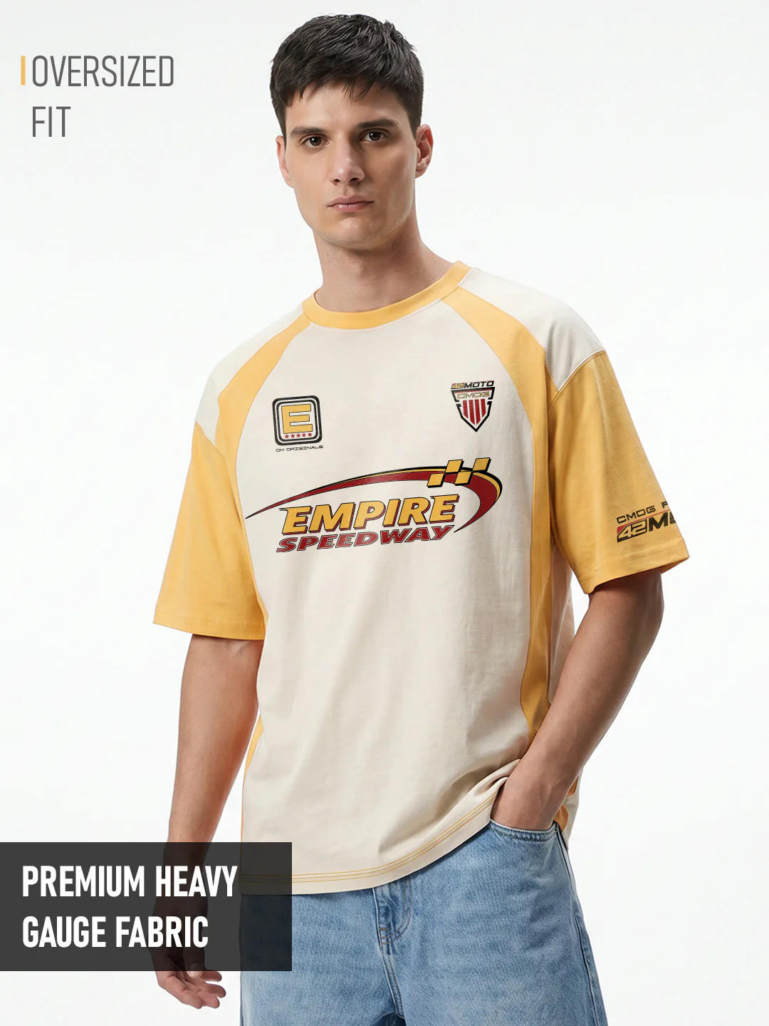 Empire Speed Way Oversized T-Shirt - Yellow & Off White