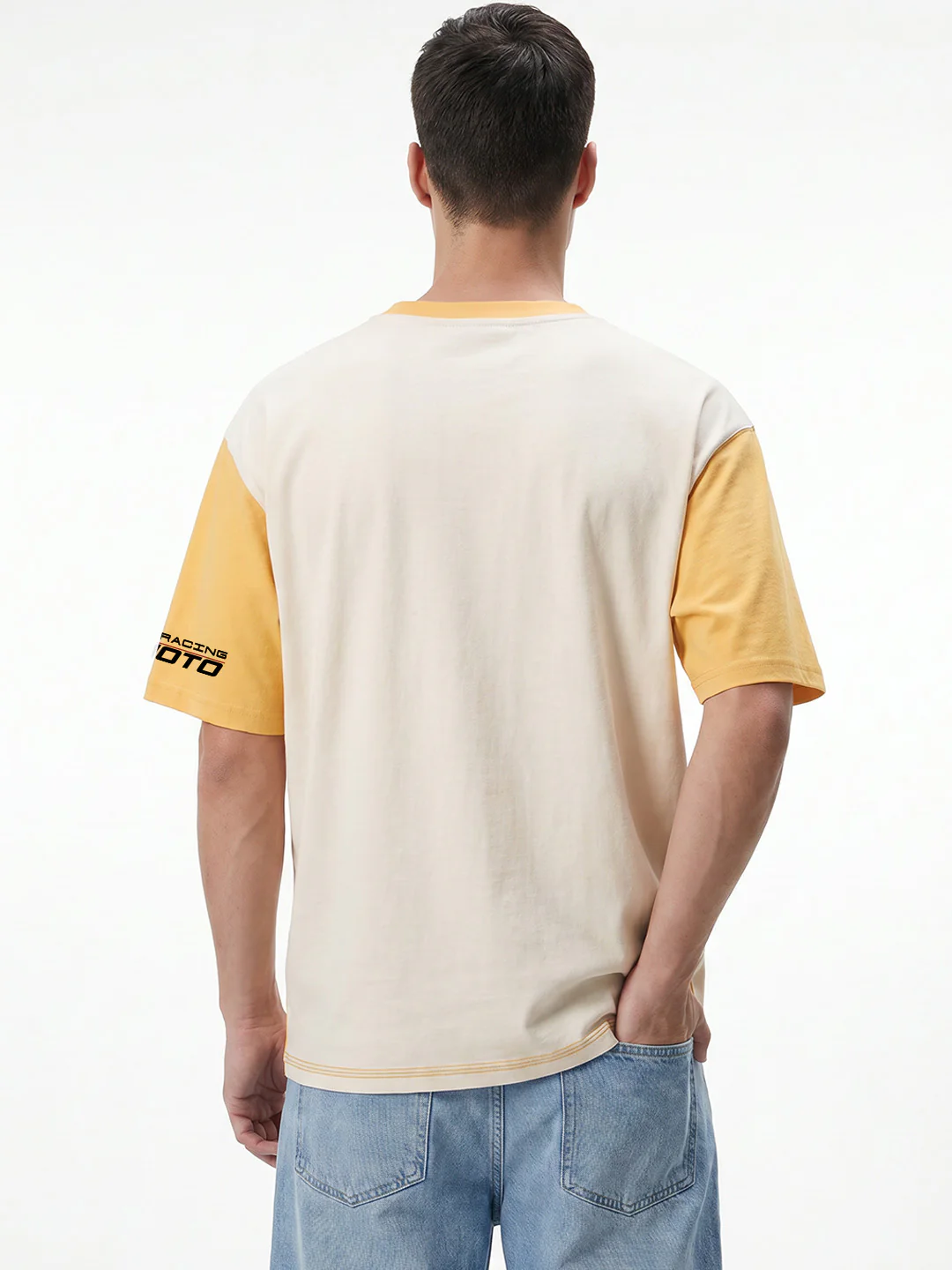 Empire Speed Way Oversized T-Shirt - Yellow & Off White - Image 2