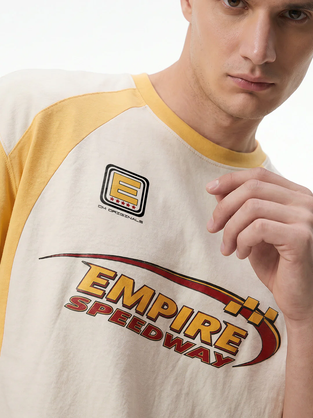 Empire Speed Way Oversized T-Shirt - Yellow & Off White - Image 4