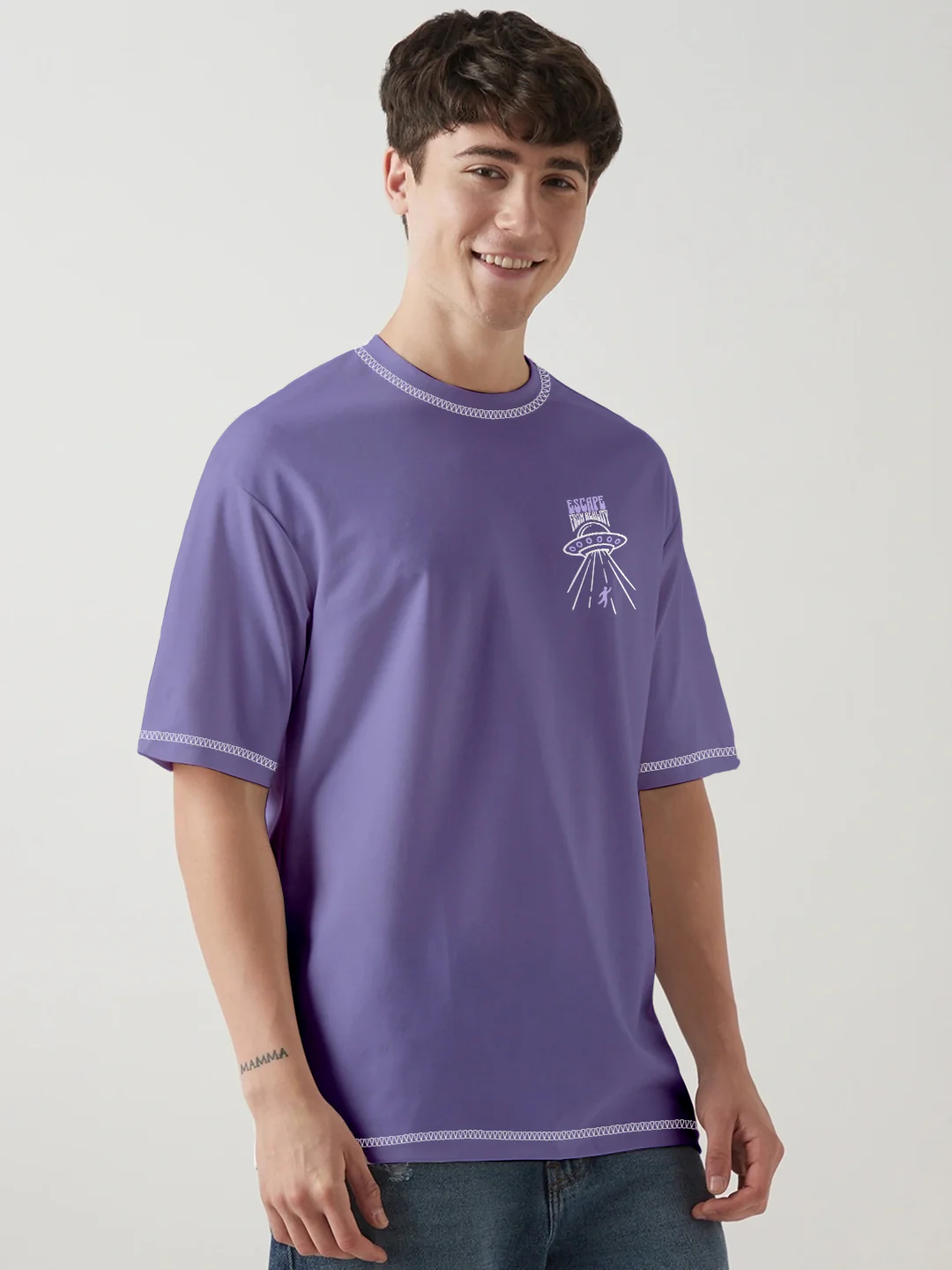 Escape From Reality Graphic Printed Oversized T-Shirt - Multi Color - Image 3