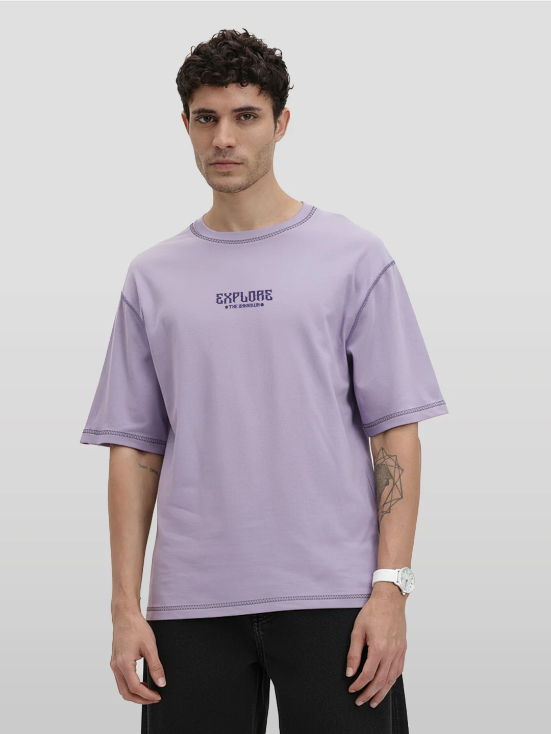 Explore The Unknown Oversized T-Shirt- Lilac - Image 2