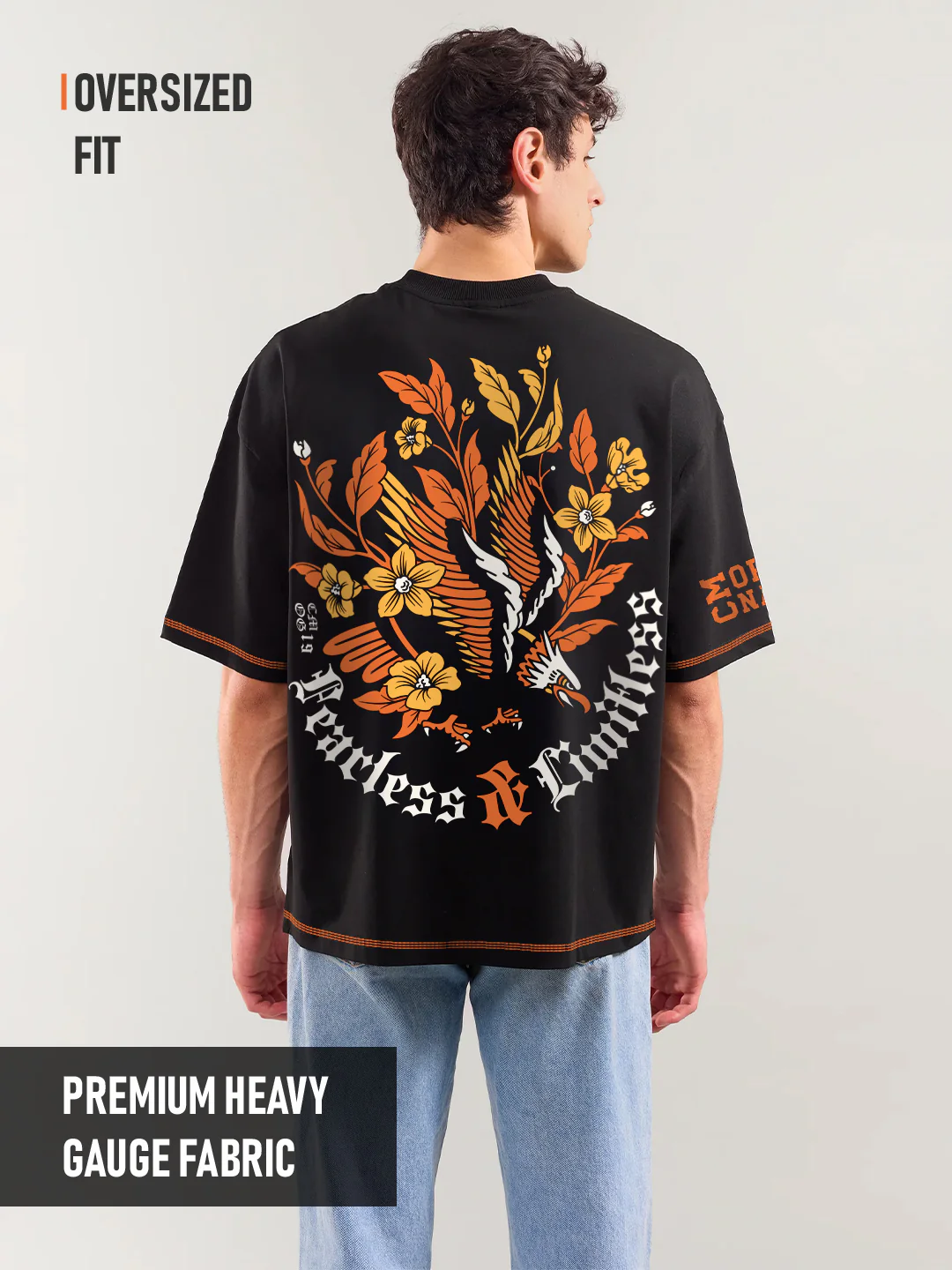 Fearless and Limitless Graphic Printed Oversized T-Shirt - Black