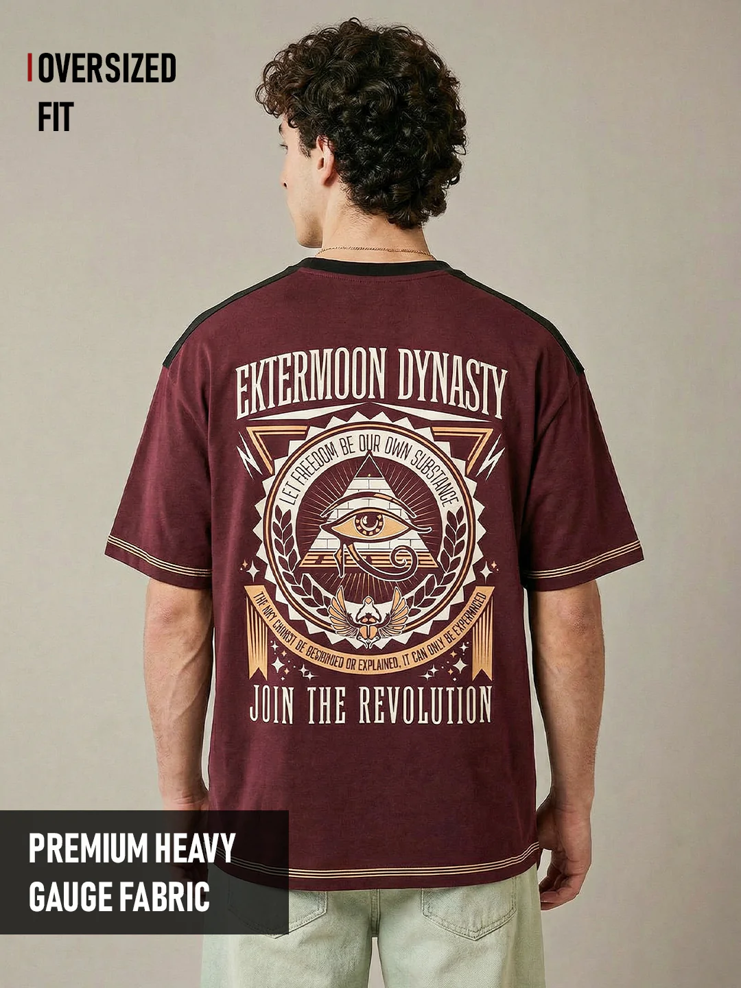 Free Moon Dynasty Oversized T-Shirt - Black & Maroon