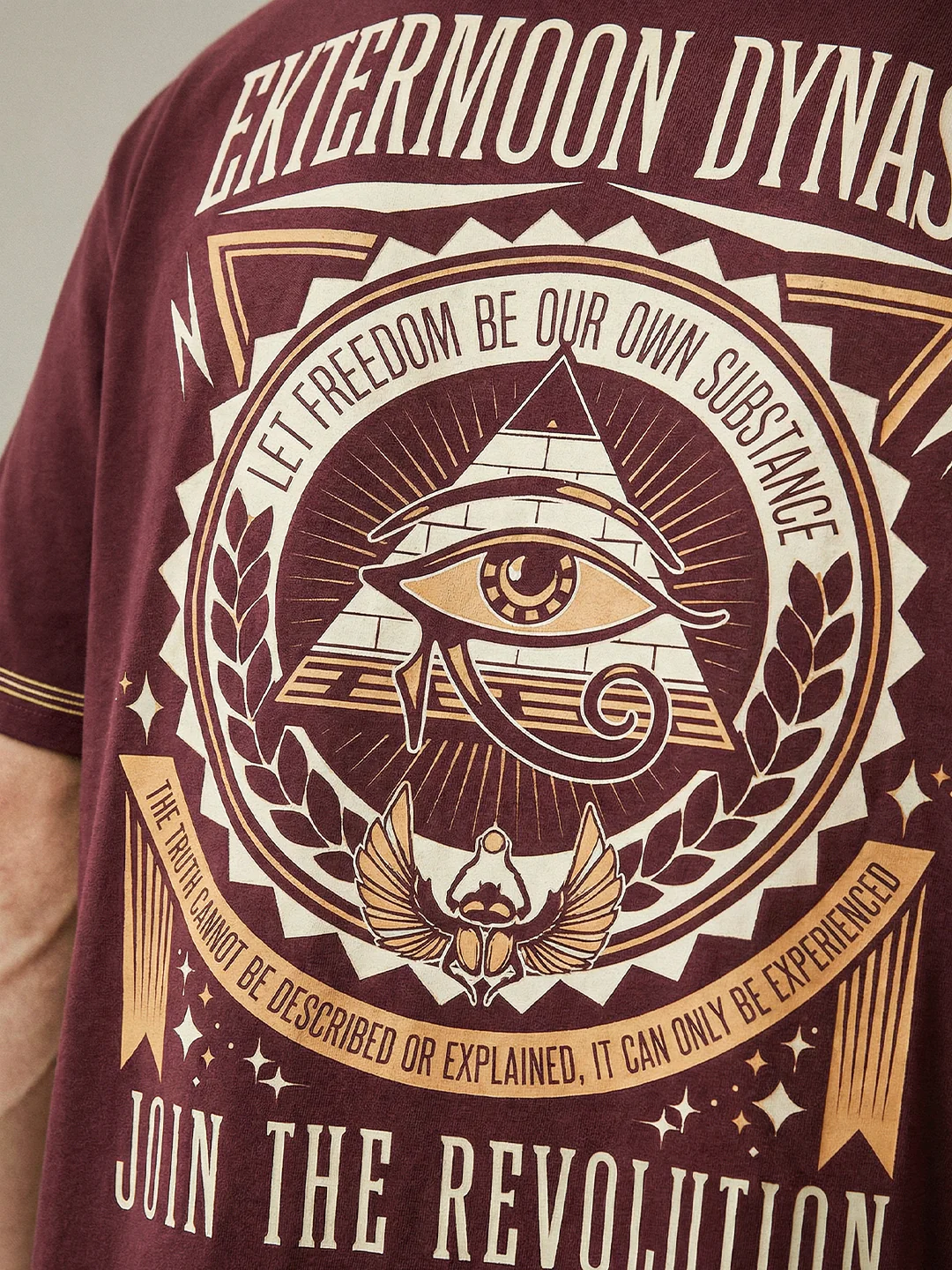Free Moon Dynasty Oversized T-Shirt - Black & Maroon - Image 5