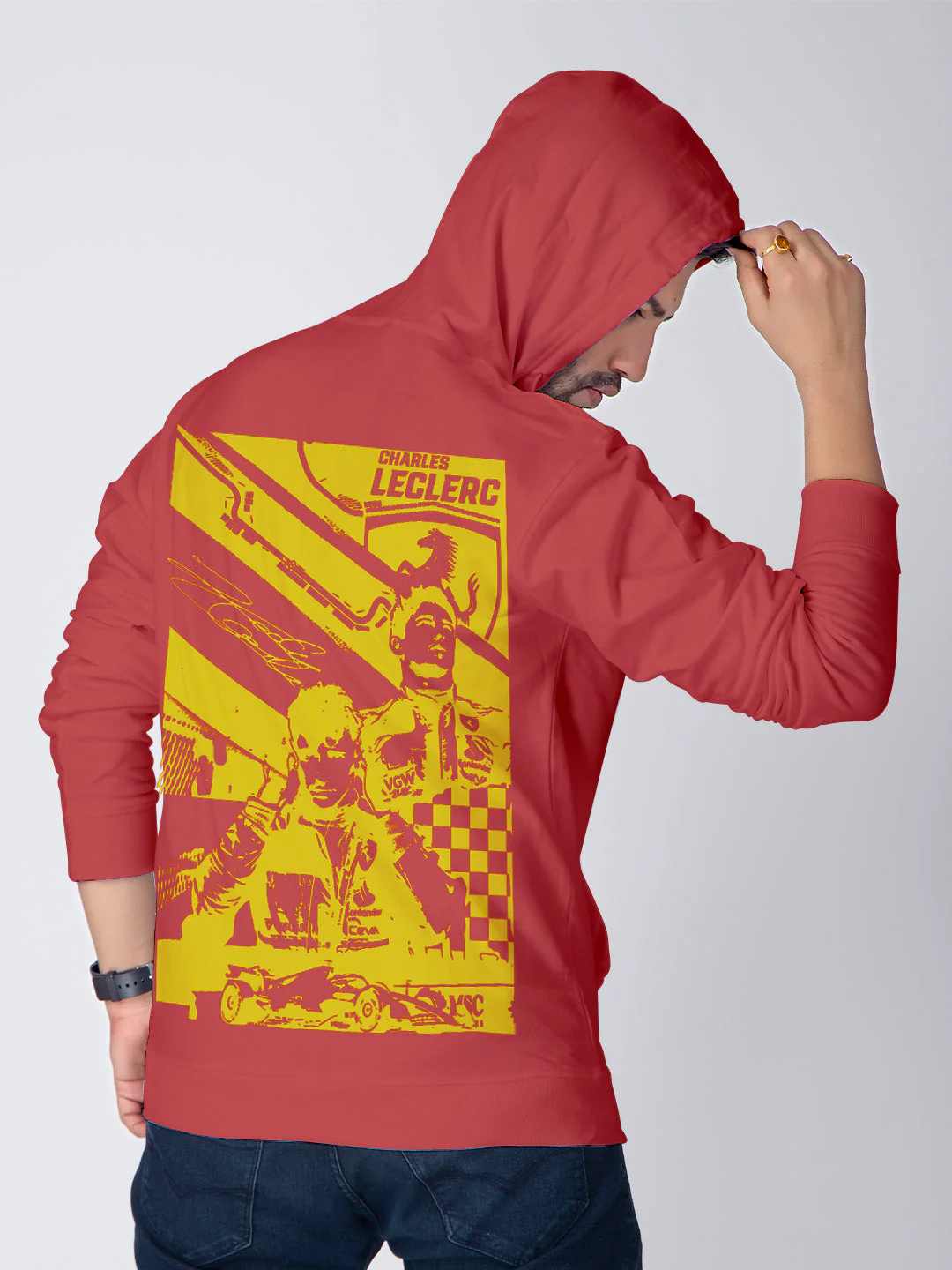 Charles Leclarc F1 Hoodie - Red - Image 3