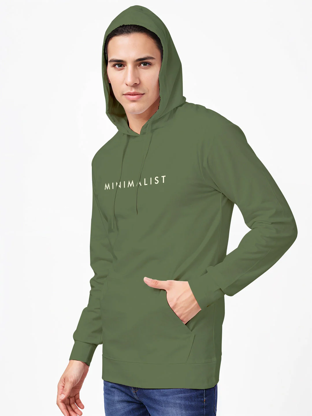 Minimalist Hoodie - Olive Green - Image 3