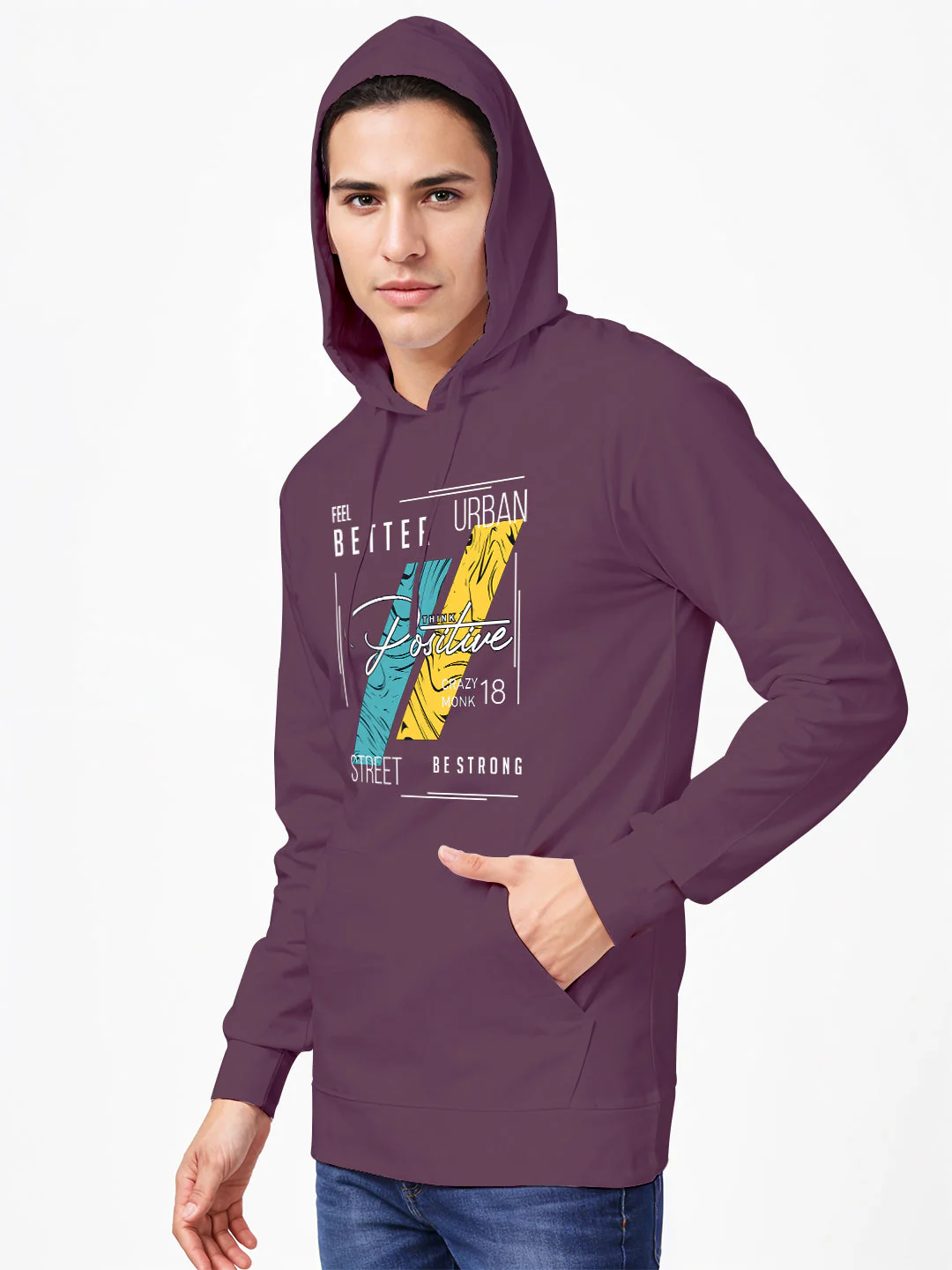 Think Positive Hoodie - Maroon - Image 3