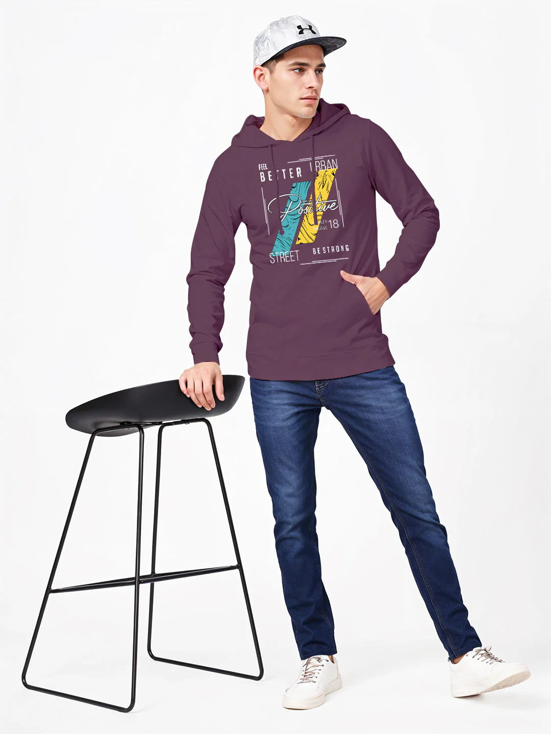 Think Positive Hoodie - Maroon - Image 4