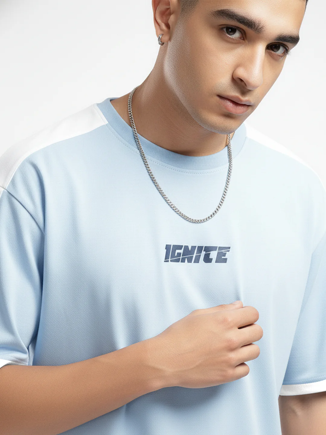 Ignite Oversized T-Shirt - White & Sky Blue - Image 5