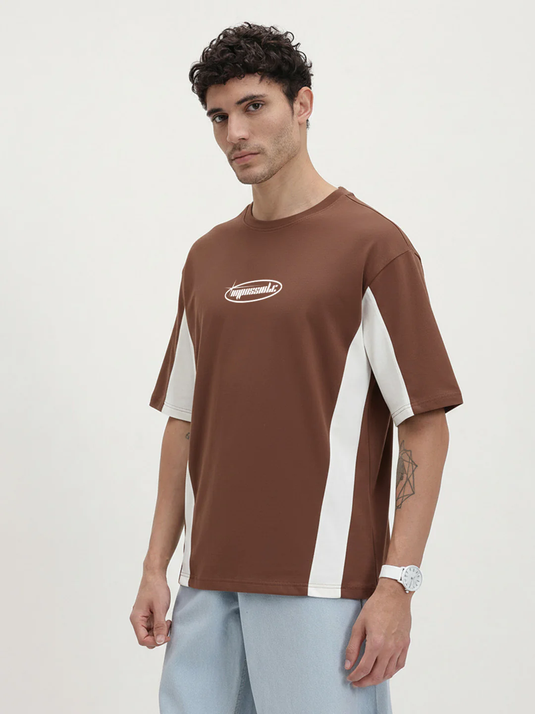 Impossible Oversized T- Shirt - Brown & Off White - Image 3