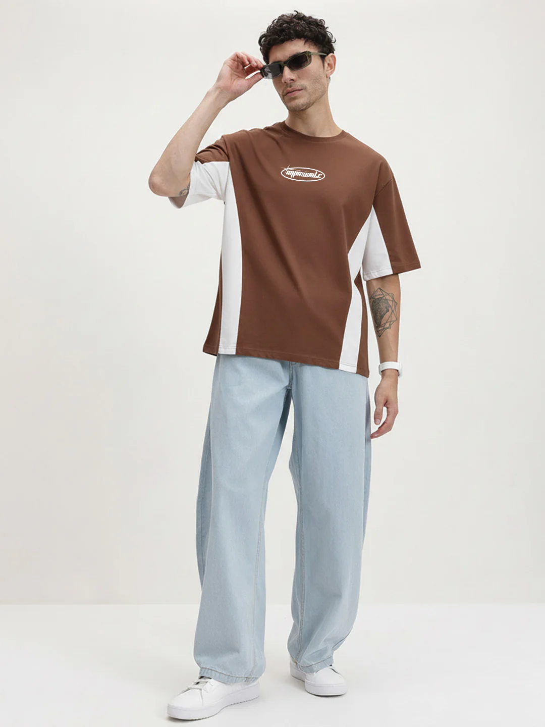 Impossible Oversized T- Shirt - Brown & Off White - Image 4