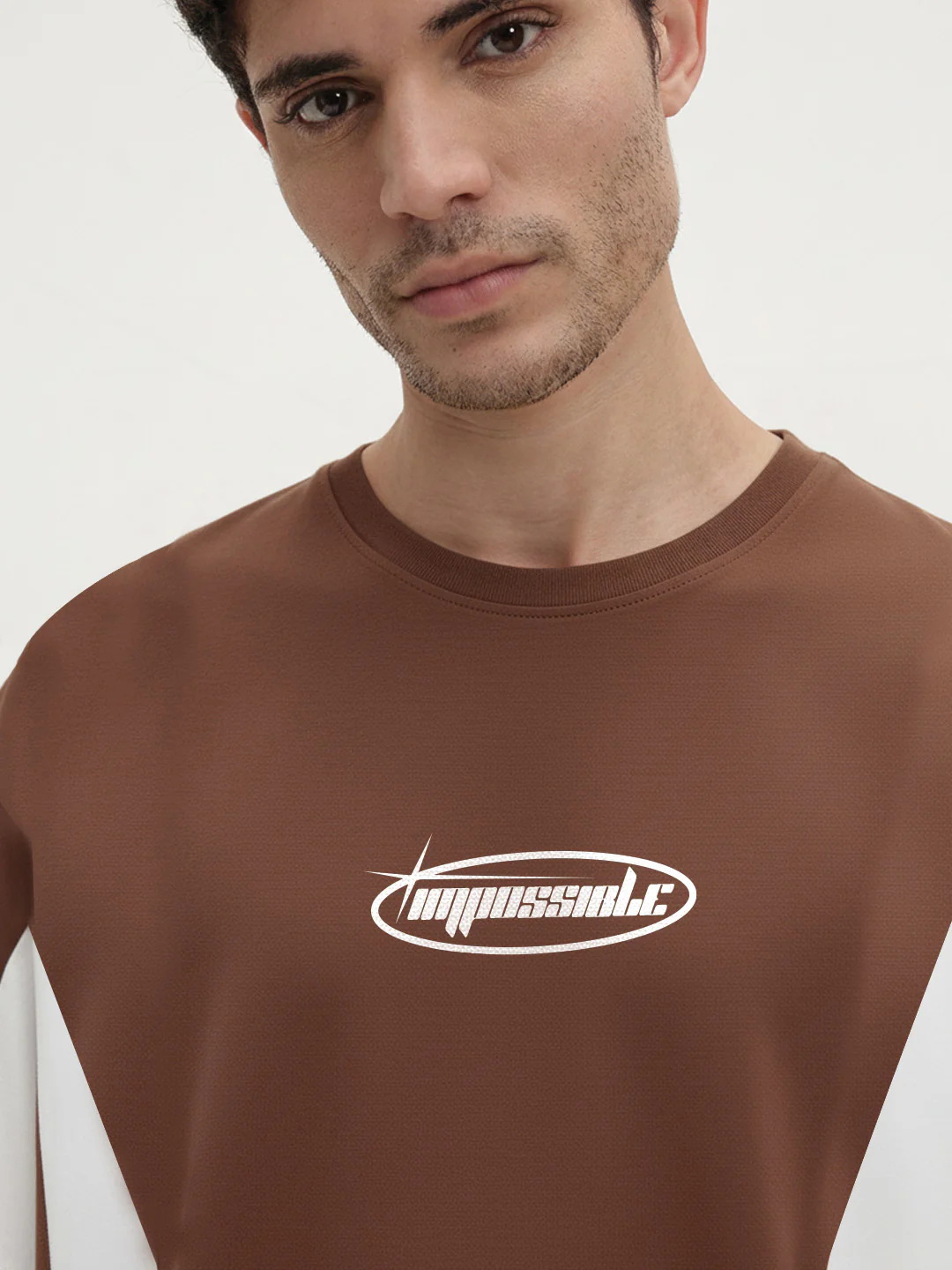 Impossible Oversized T- Shirt - Brown & Off White - Image 5
