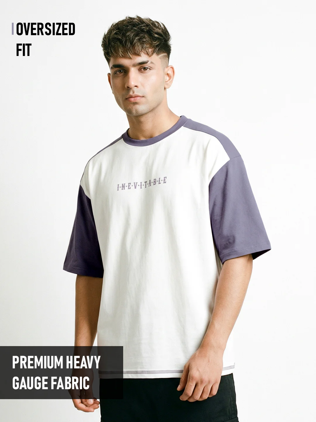 Inevitable Oversized T-Shirt - White & Nilac - Image 2