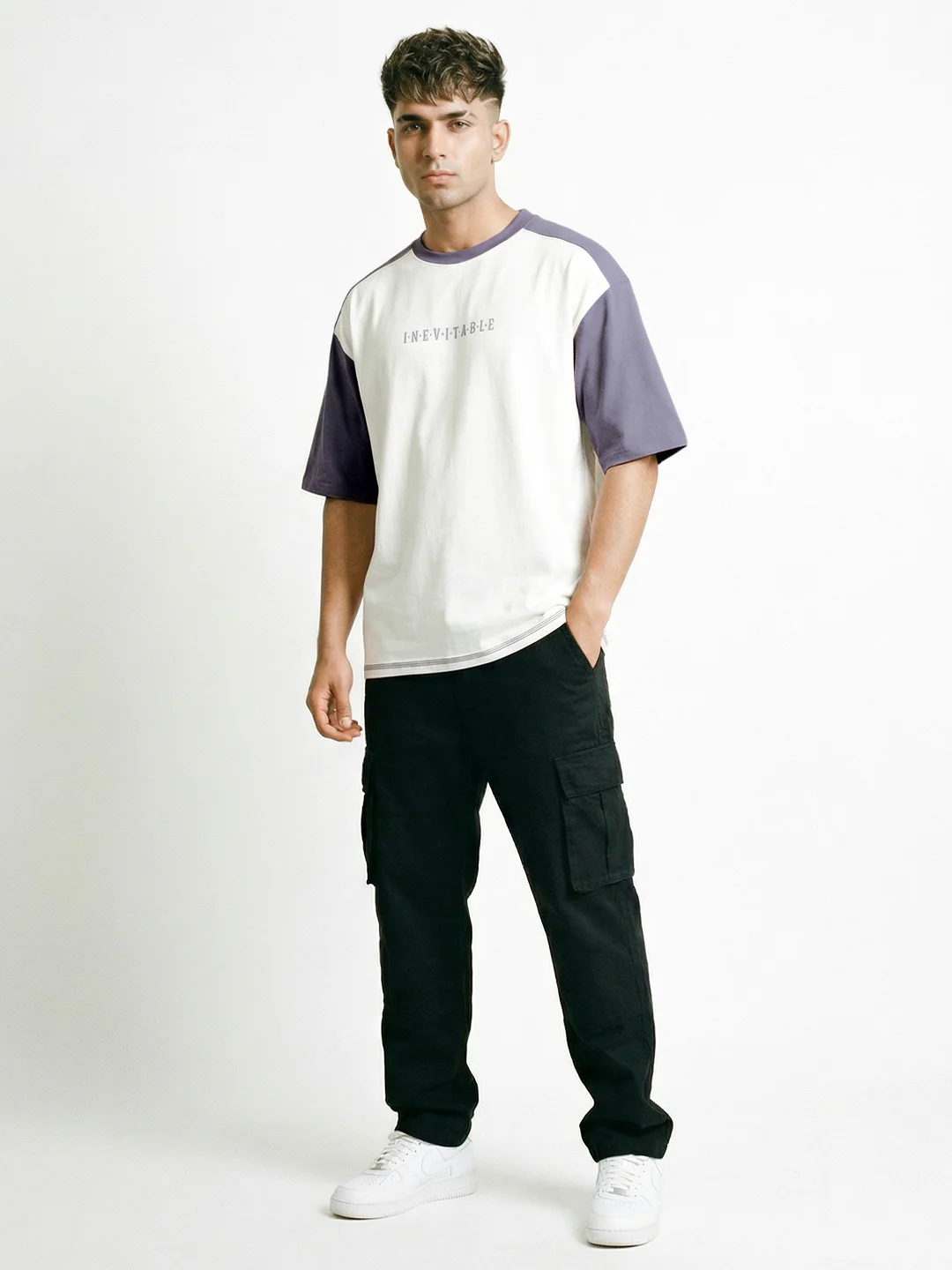 Inevitable Oversized T-Shirt - White & Nilac - Image 3