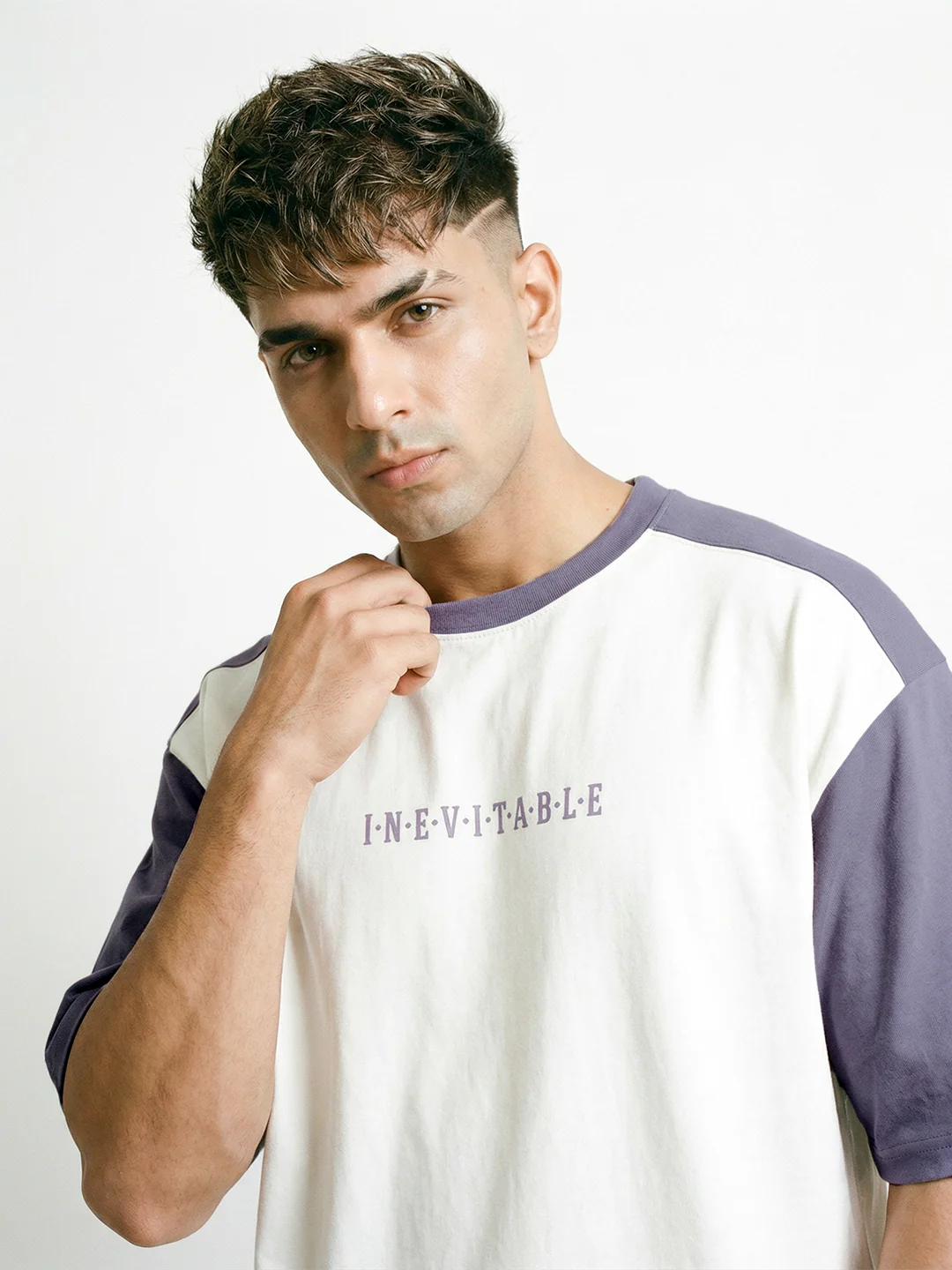 Inevitable Oversized T-Shirt - White & Nilac - Image 4