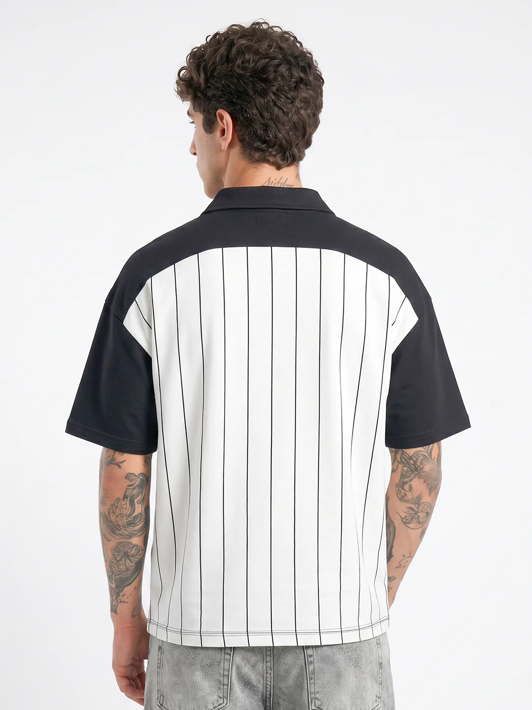 Polo - LA CM Originals Oversized Polo T-Shirt - White & Black - Image 2