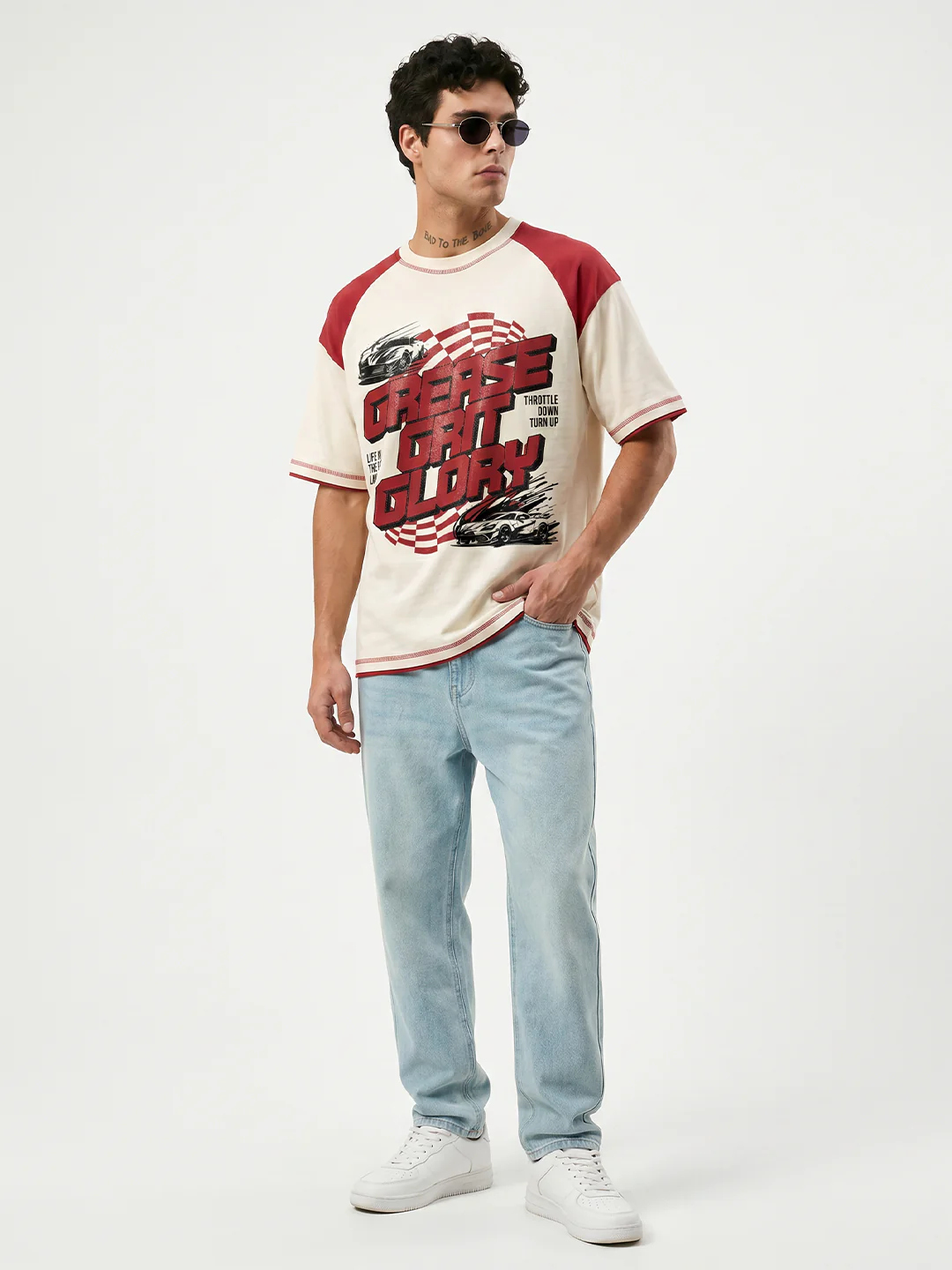 Life in the Fast Lane Oversized T-Shirt - Off White & Red - Image 3