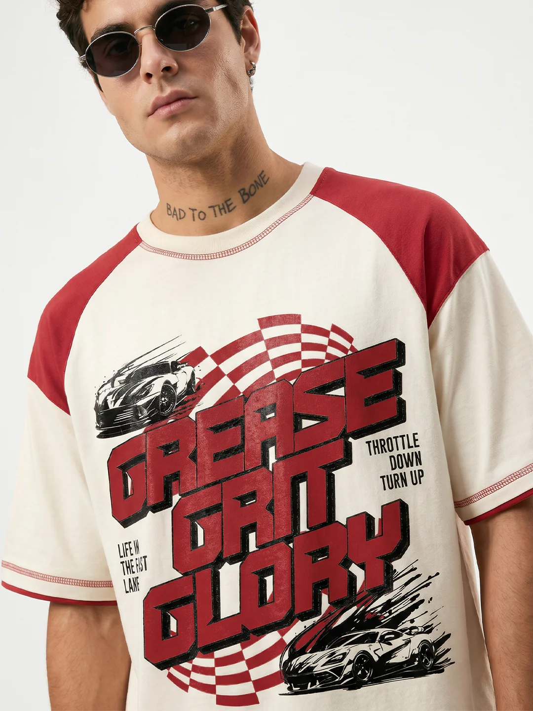 Life in the Fast Lane Oversized T-Shirt - Off White & Red - Image 4