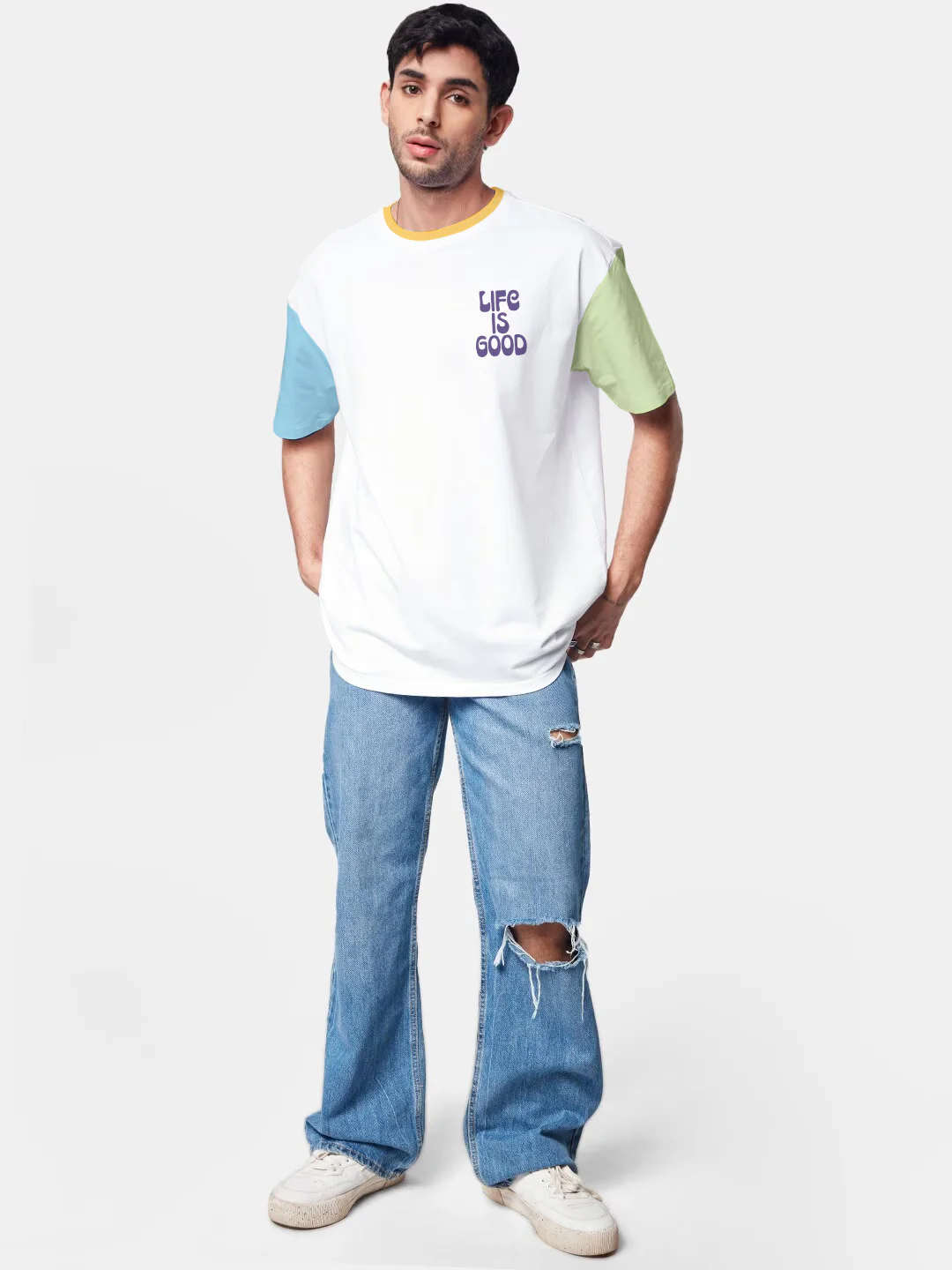 Life is Good Graphic Printed Oversized T-Shirt - Multi Color - Image 4