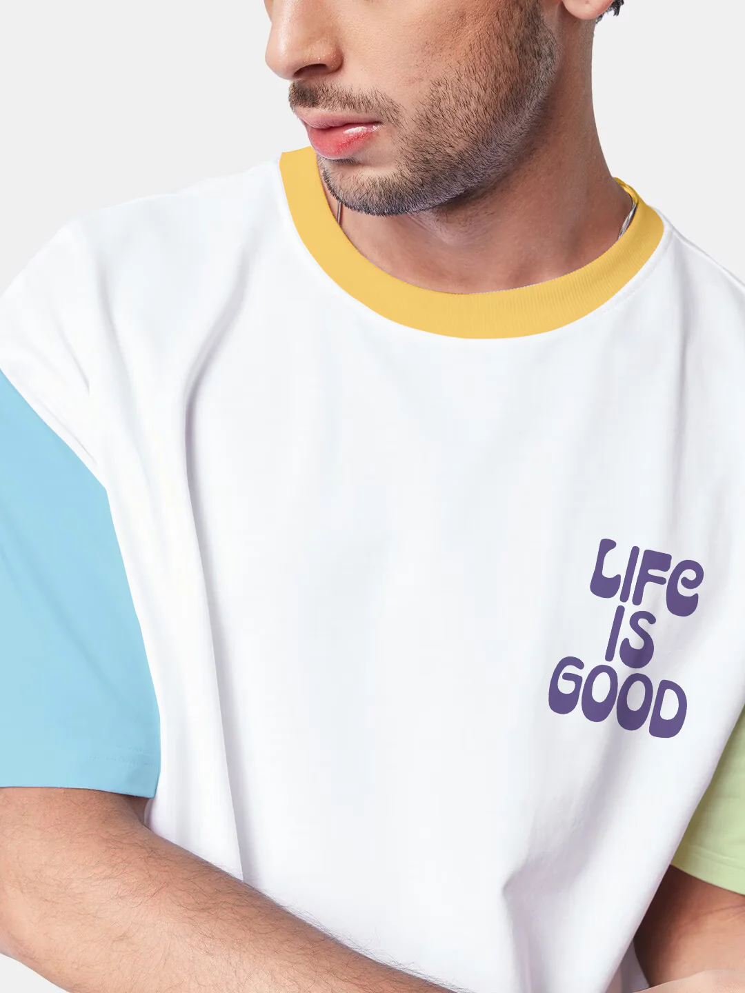 Life is Good Graphic Printed Oversized T-Shirt - Multi Color - Image 5