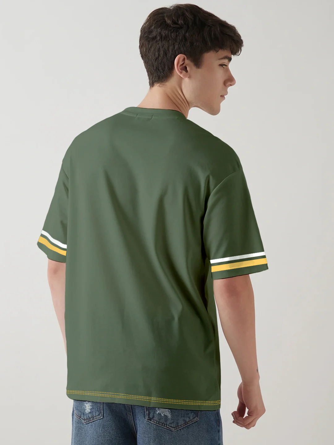 Los Angels Graphic Printed Oversized T-Shirt - Military Green - Image 2