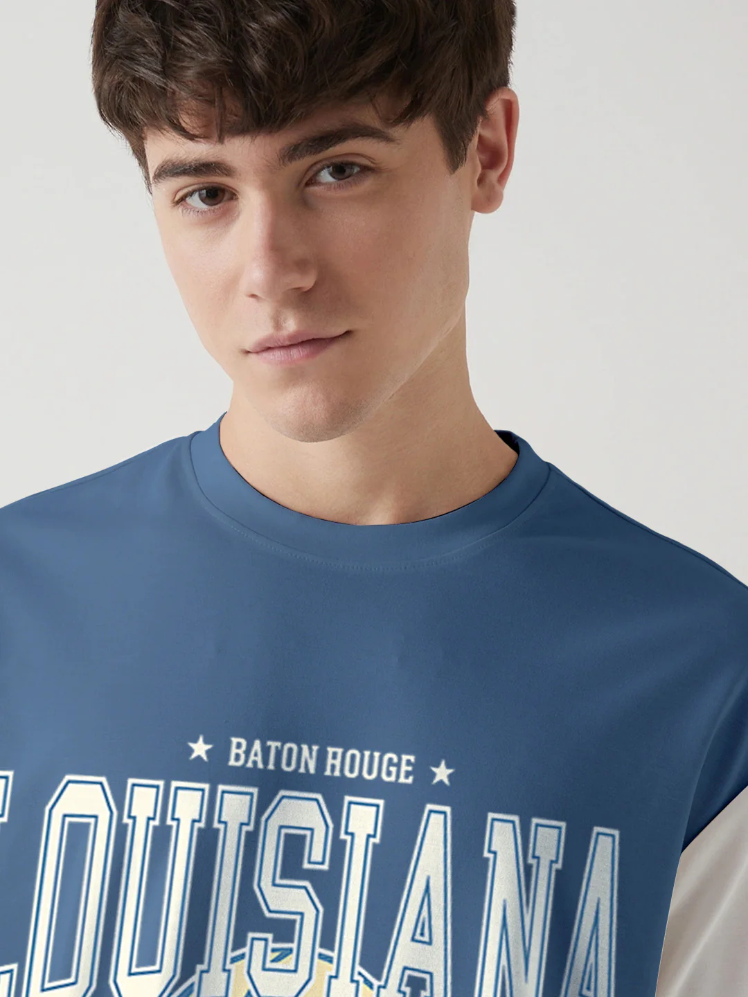 Louisiana Oversized T-Shirt-Denim Blue & white - Image 4