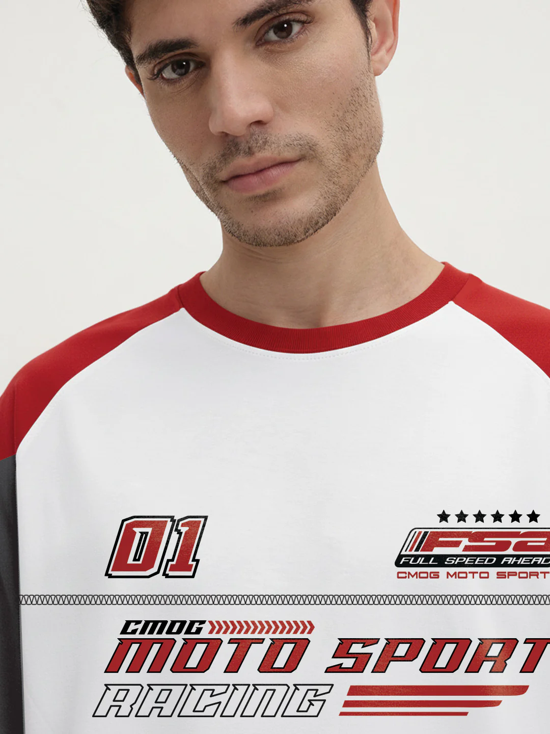 Moto Sport FSA Oversized T-Shirt - Black, Red & White - Image 5