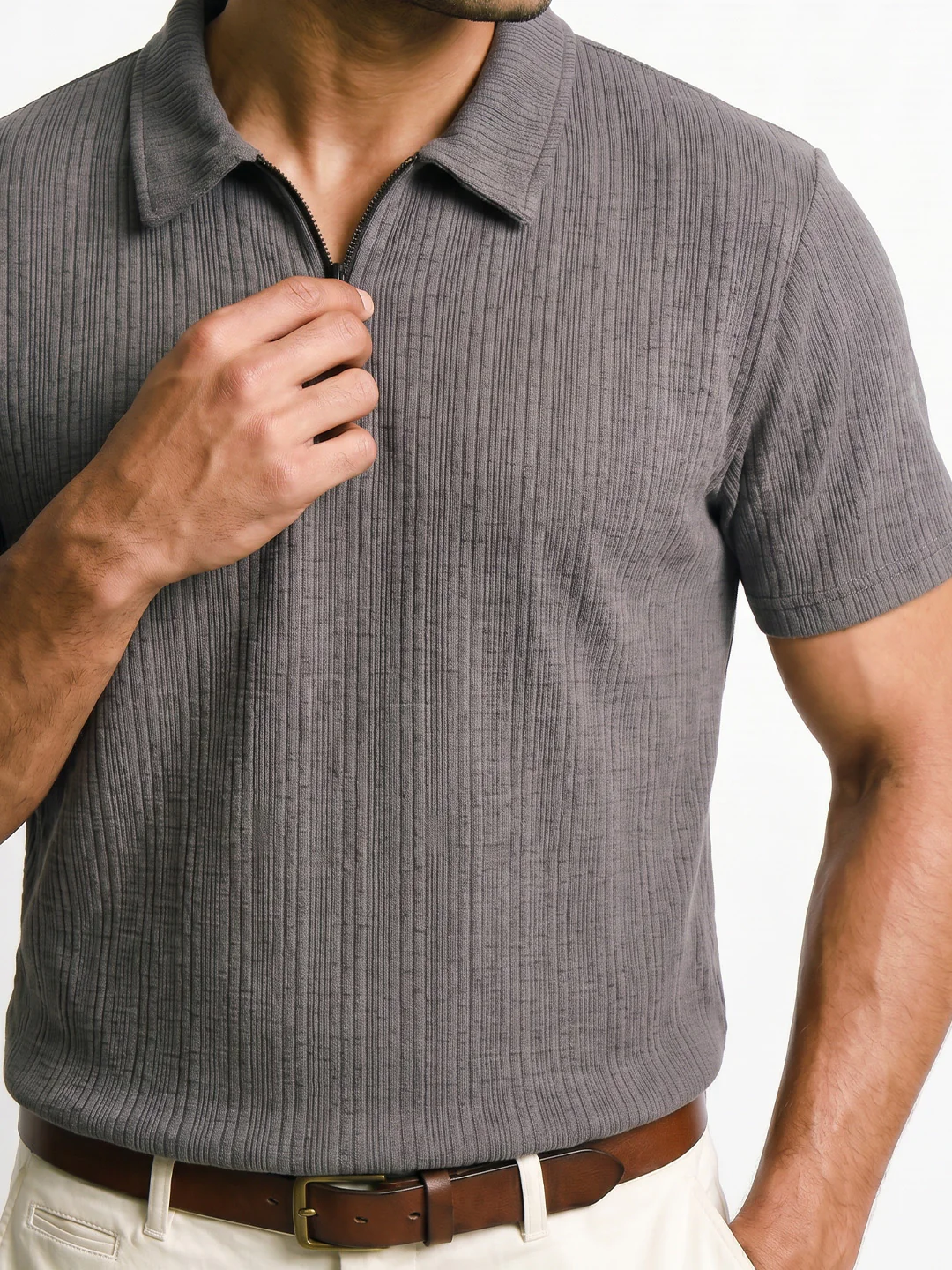 Oatline Regular Polo T-Shirt - Dark Grey - Image 4