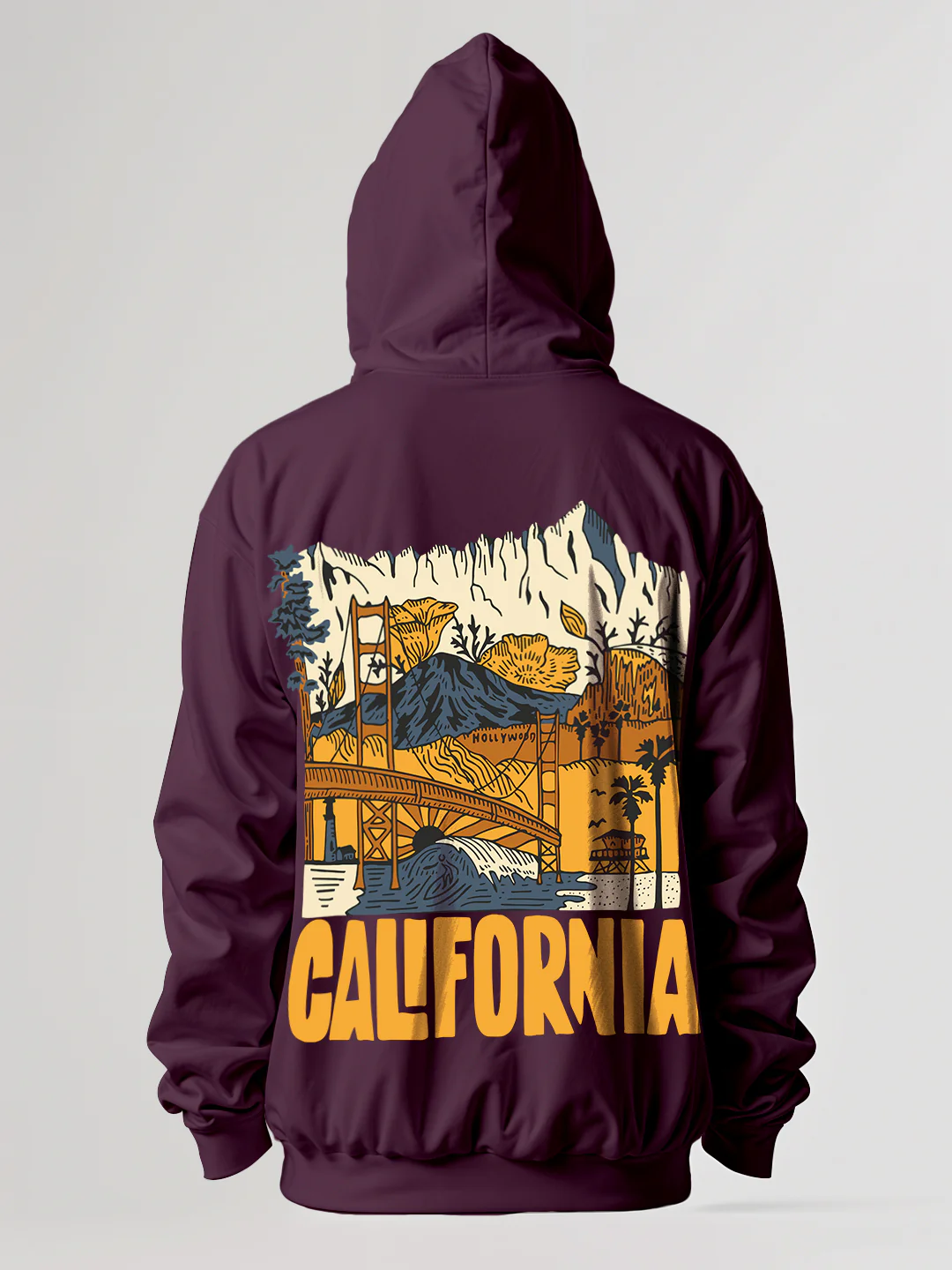 California Oversized Hoodie - Wine - Image 2
