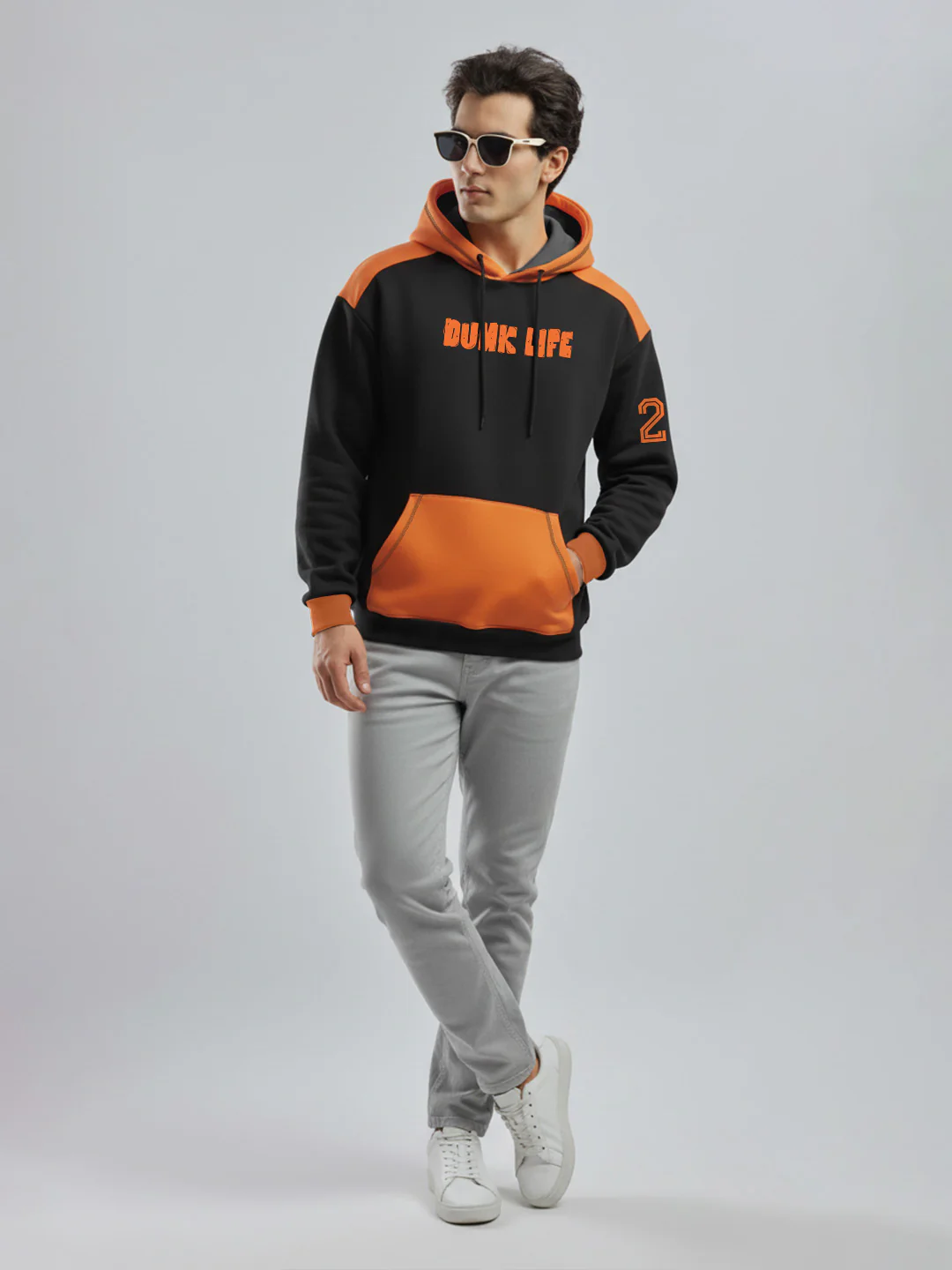 Dunk Life Oversized Hoodie - Black & Orange - Image 4