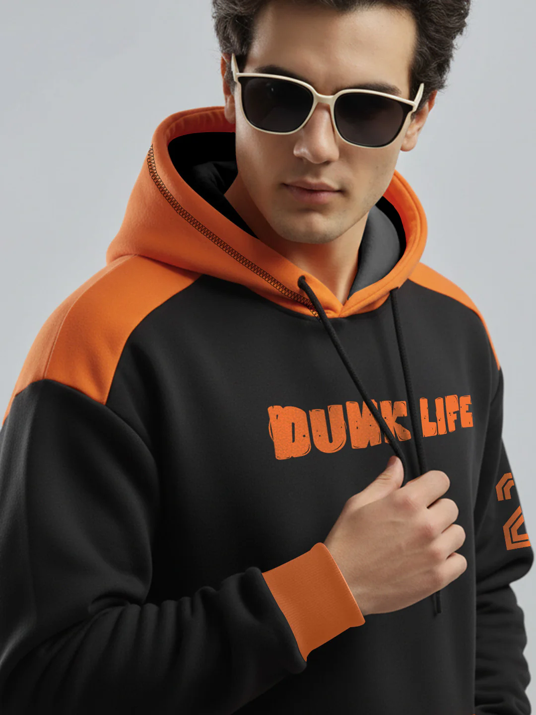 Dunk Life Oversized Hoodie - Black & Orange - Image 5