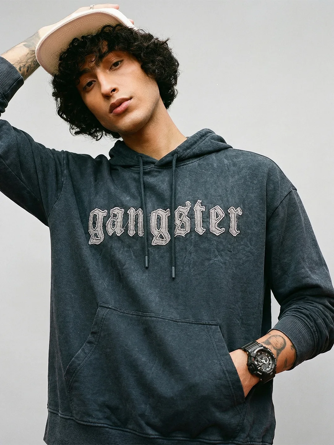 Gangster Oversized Hoodie - Black - Image 3