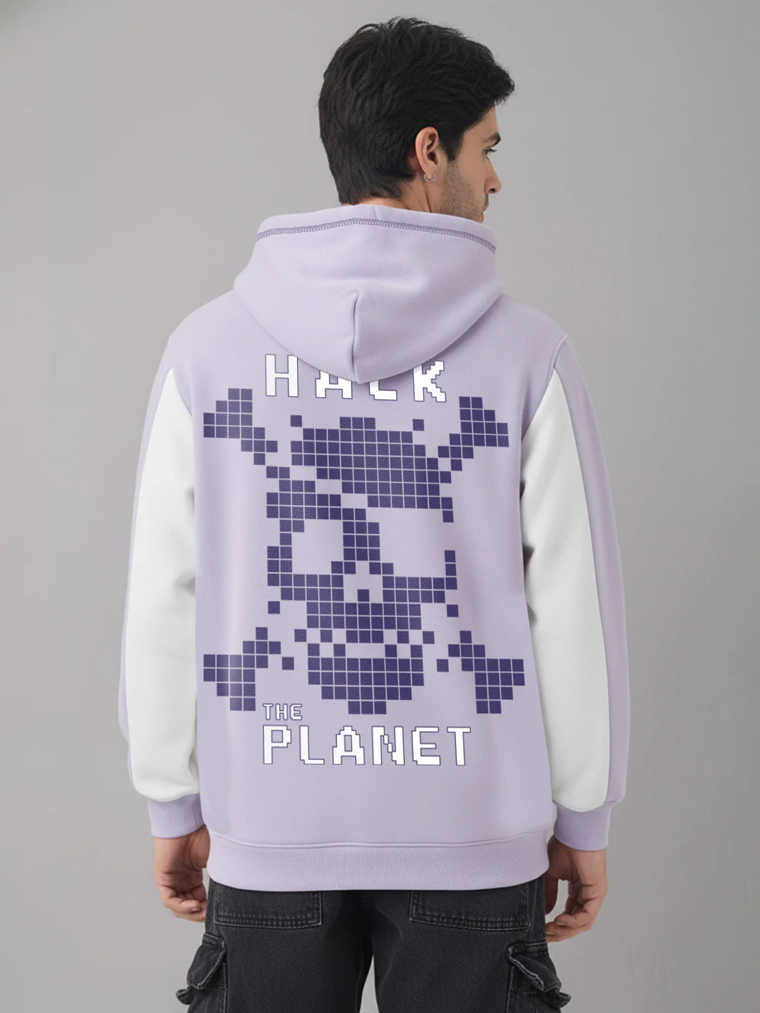 Hack The Planet Oversized Hoodie - White & Lilac - Image 4