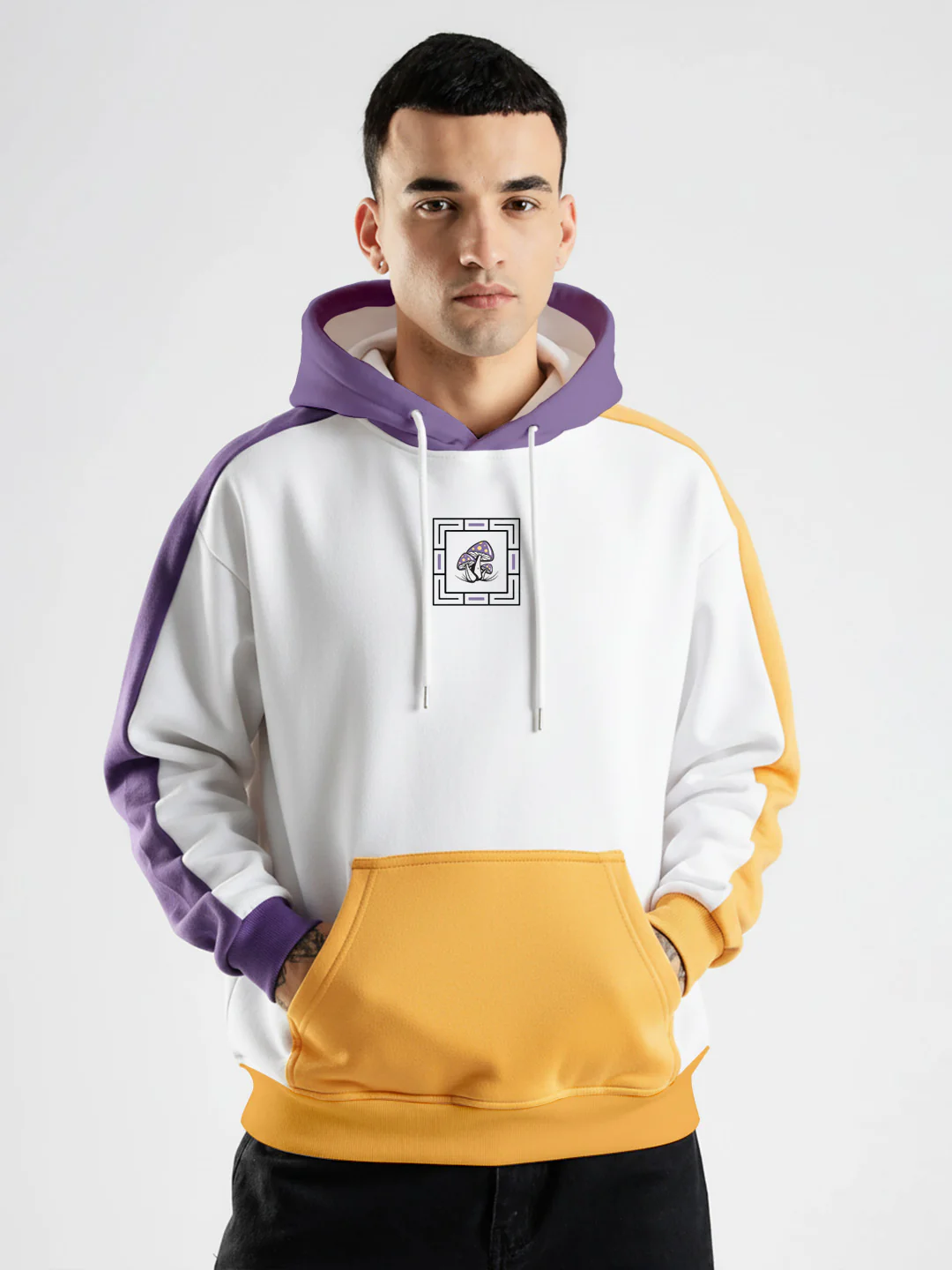 Life is Trip Oversized Hoodie - Purple, White & Yellow - Image 2