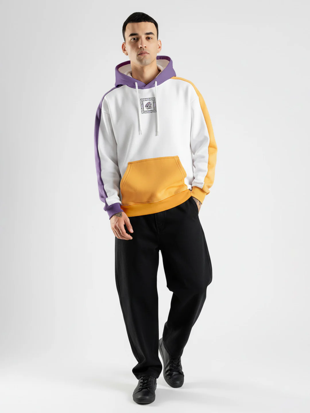 Life is Trip Oversized Hoodie - Purple, White & Yellow - Image 3