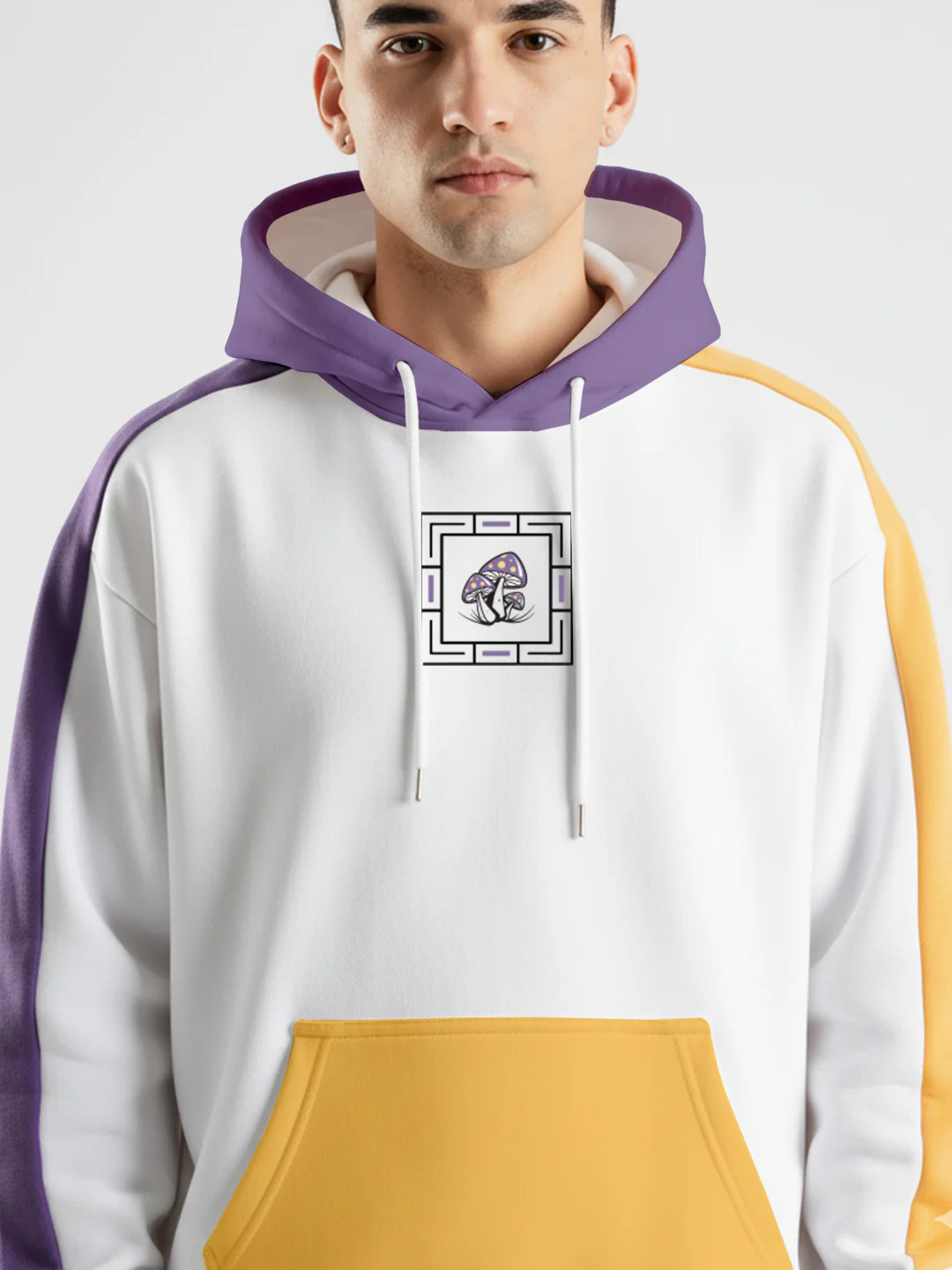 Life is Trip Oversized Hoodie - Purple, White & Yellow - Image 4
