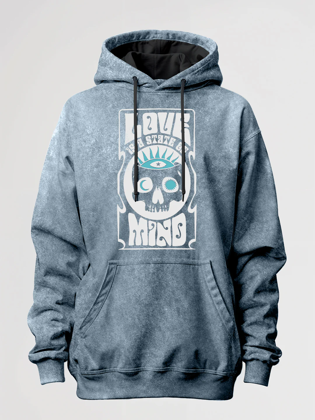 Love is State of Mind Oversized Hoodie Stone Wash