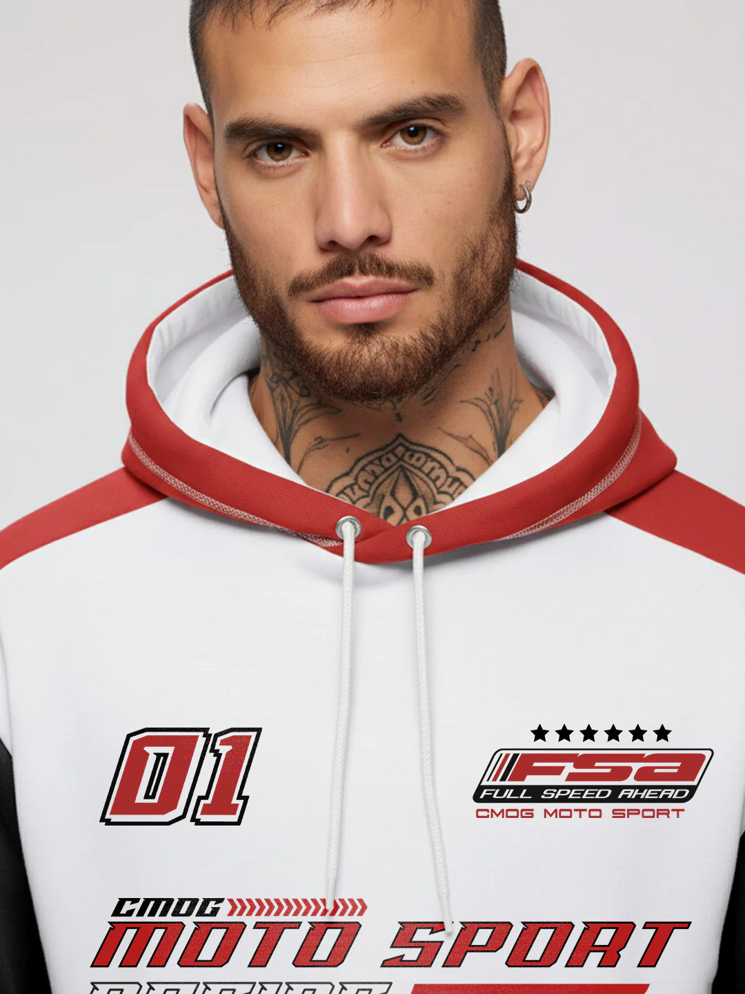 Motosport FSA Oversized Hoodie - Red, white & Black - Image 5