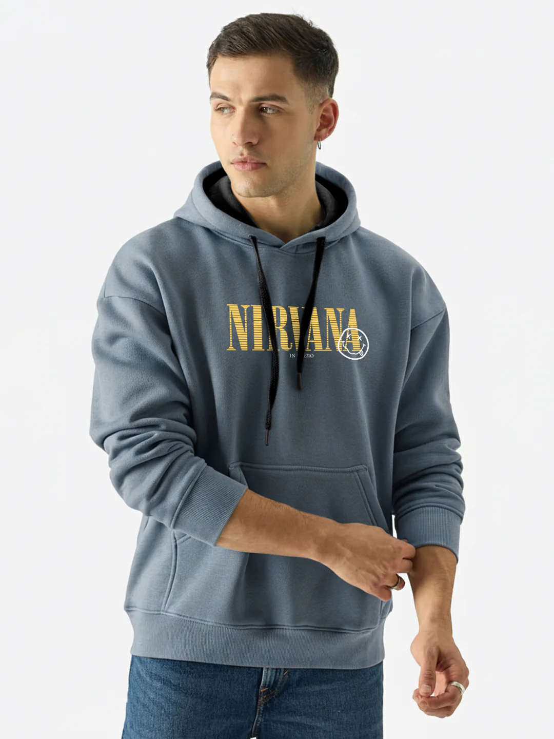OVERSIZED HOODIE - Nirvana Oversized Hoodie - Metallic Grey - Image 2