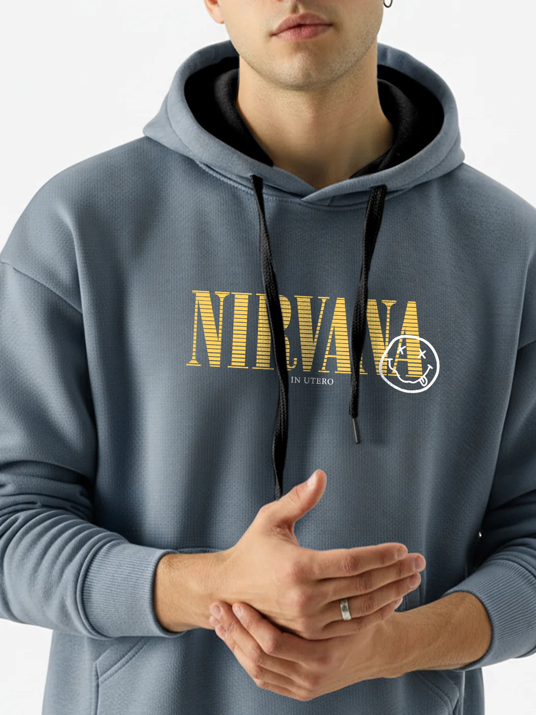OVERSIZED HOODIE - Nirvana Oversized Hoodie - Metallic Grey - Image 4