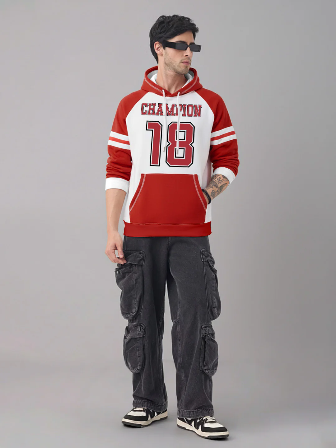 OG Champ Oversized Hoodie - Red & White - Image 3