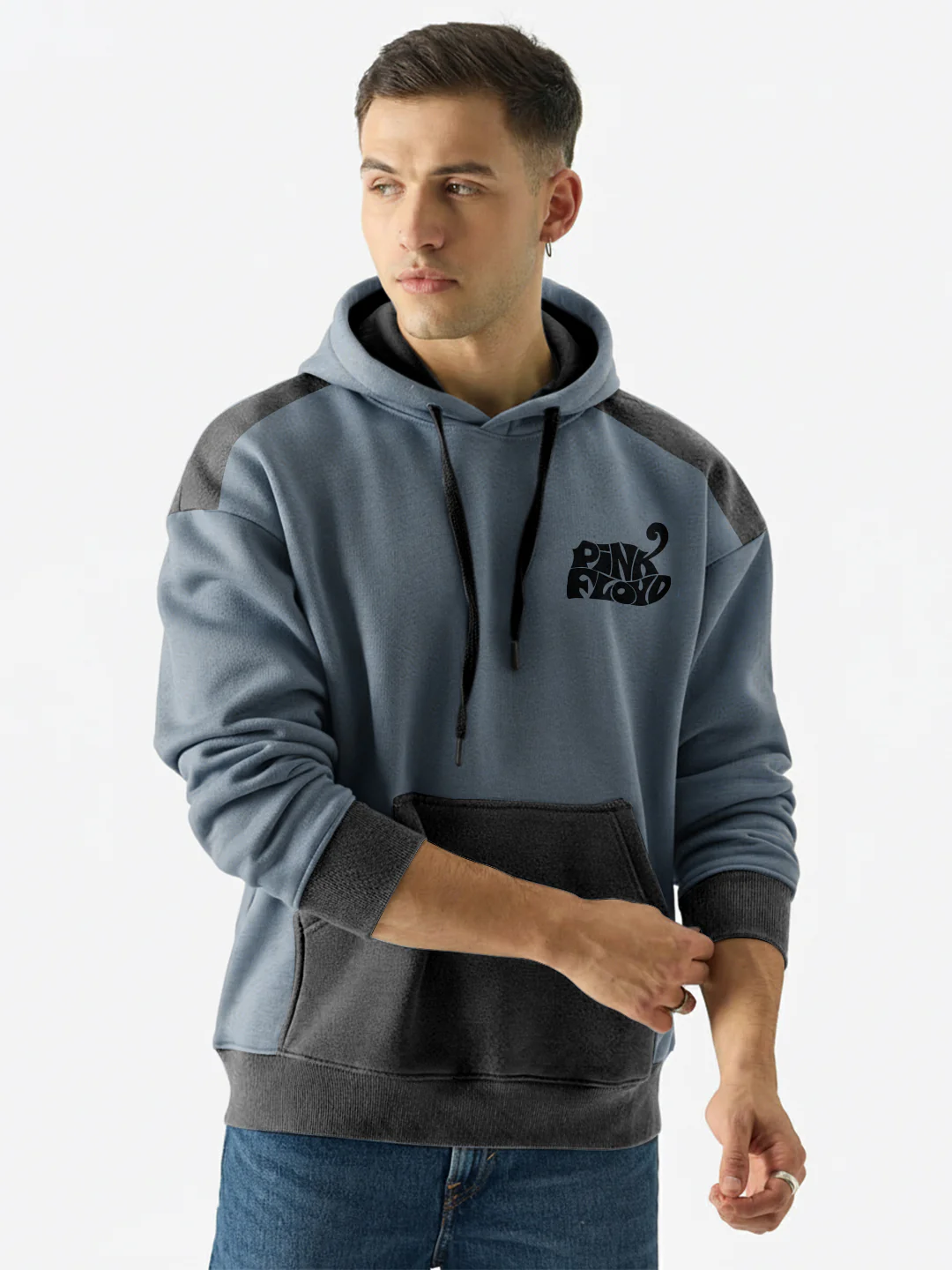 Pink Floyd Oversized Hoodie - Metallic Grey & Black - Image 2