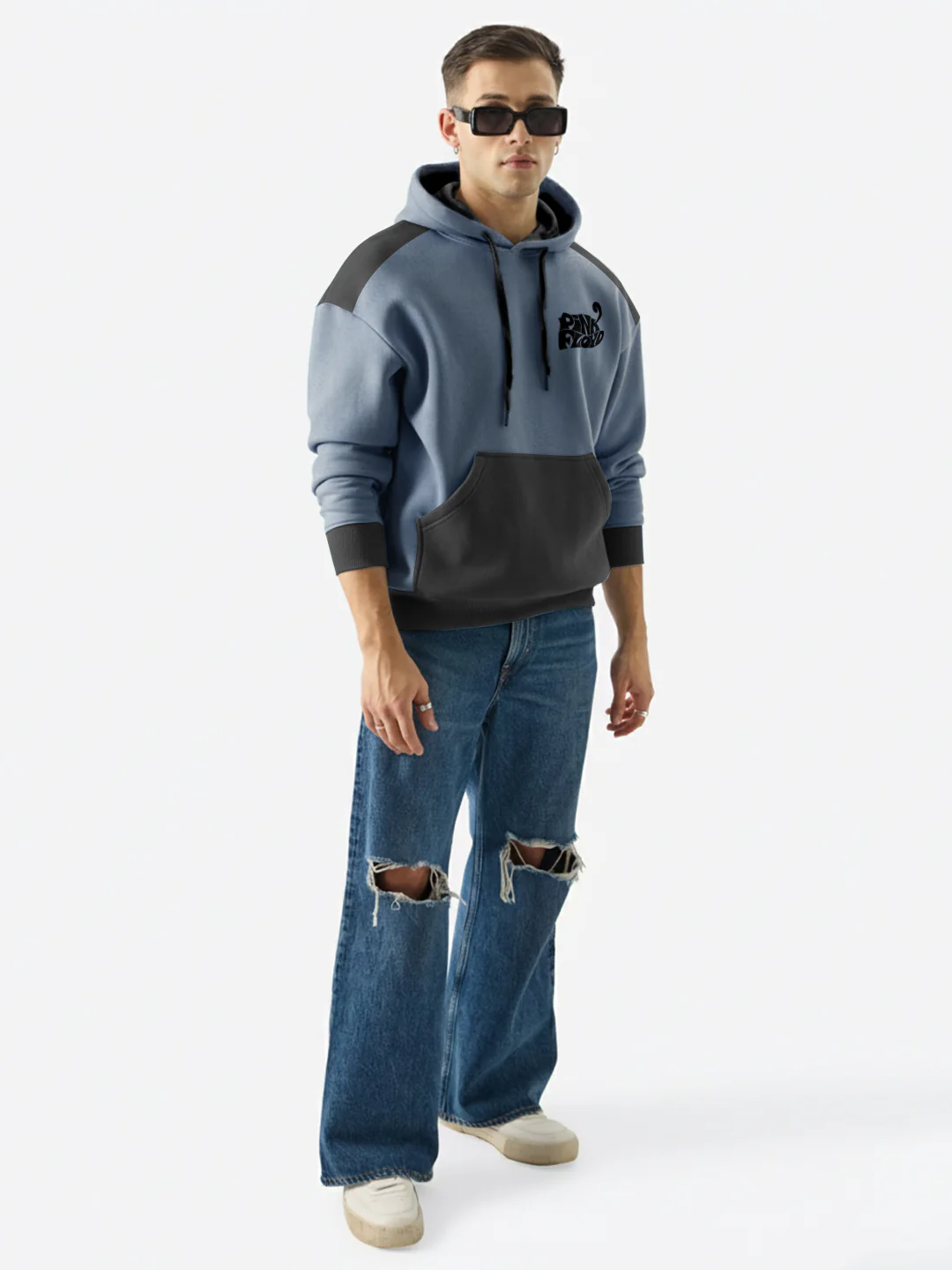 Pink Floyd Oversized Hoodie - Metallic Grey & Black - Image 3