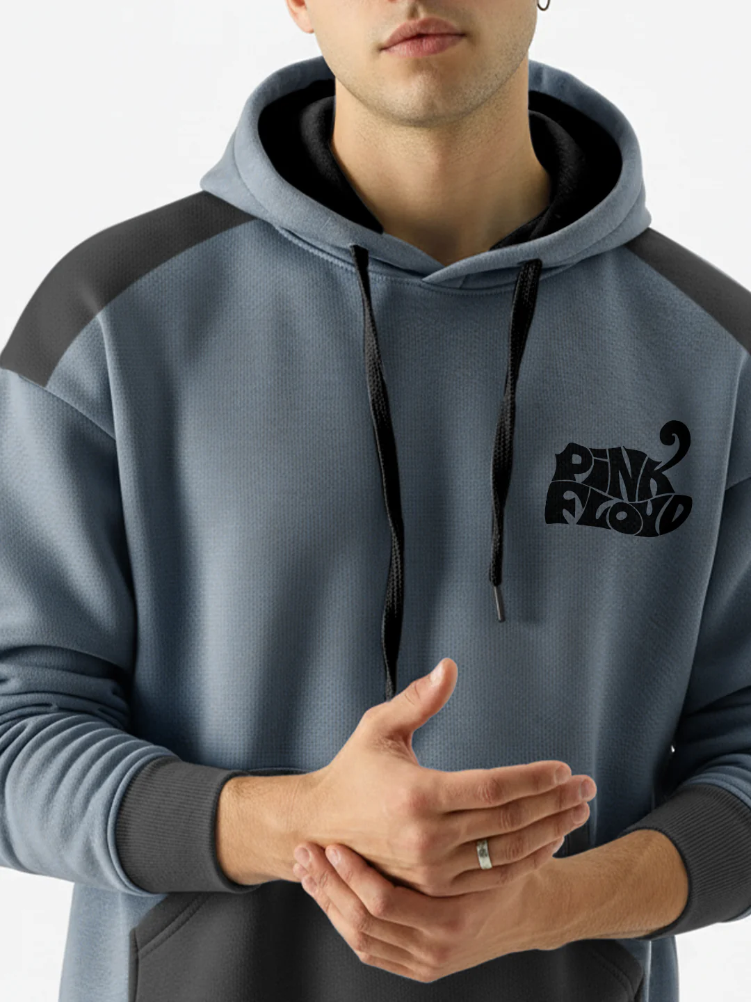Pink Floyd Oversized Hoodie - Metallic Grey & Black - Image 4